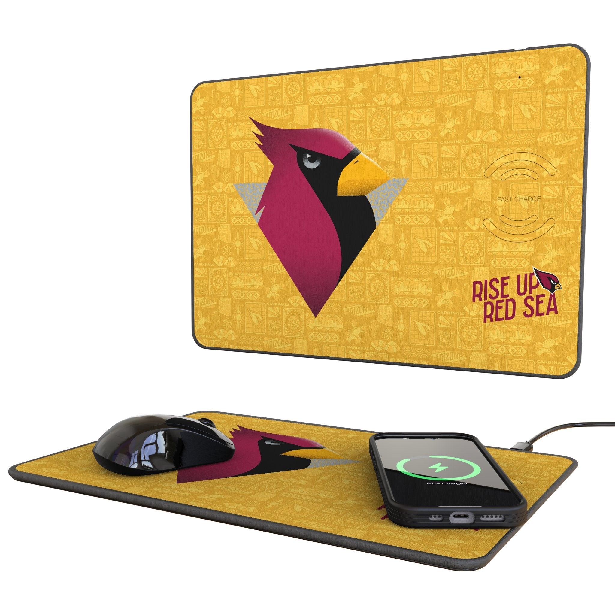 Arizona Cardinals 2024 Edition 15-Watt Wireless Charger and Mouse Pad 1
