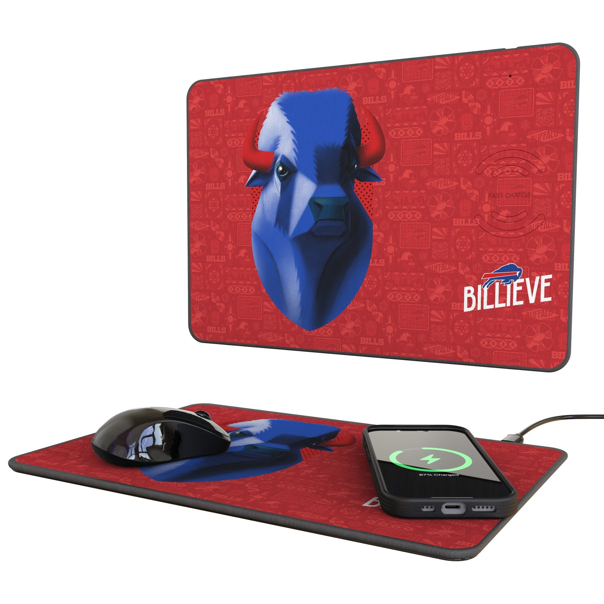 Buffalo Bills 2024 Edition 15-Watt Wireless Charger and Mouse Pad 1