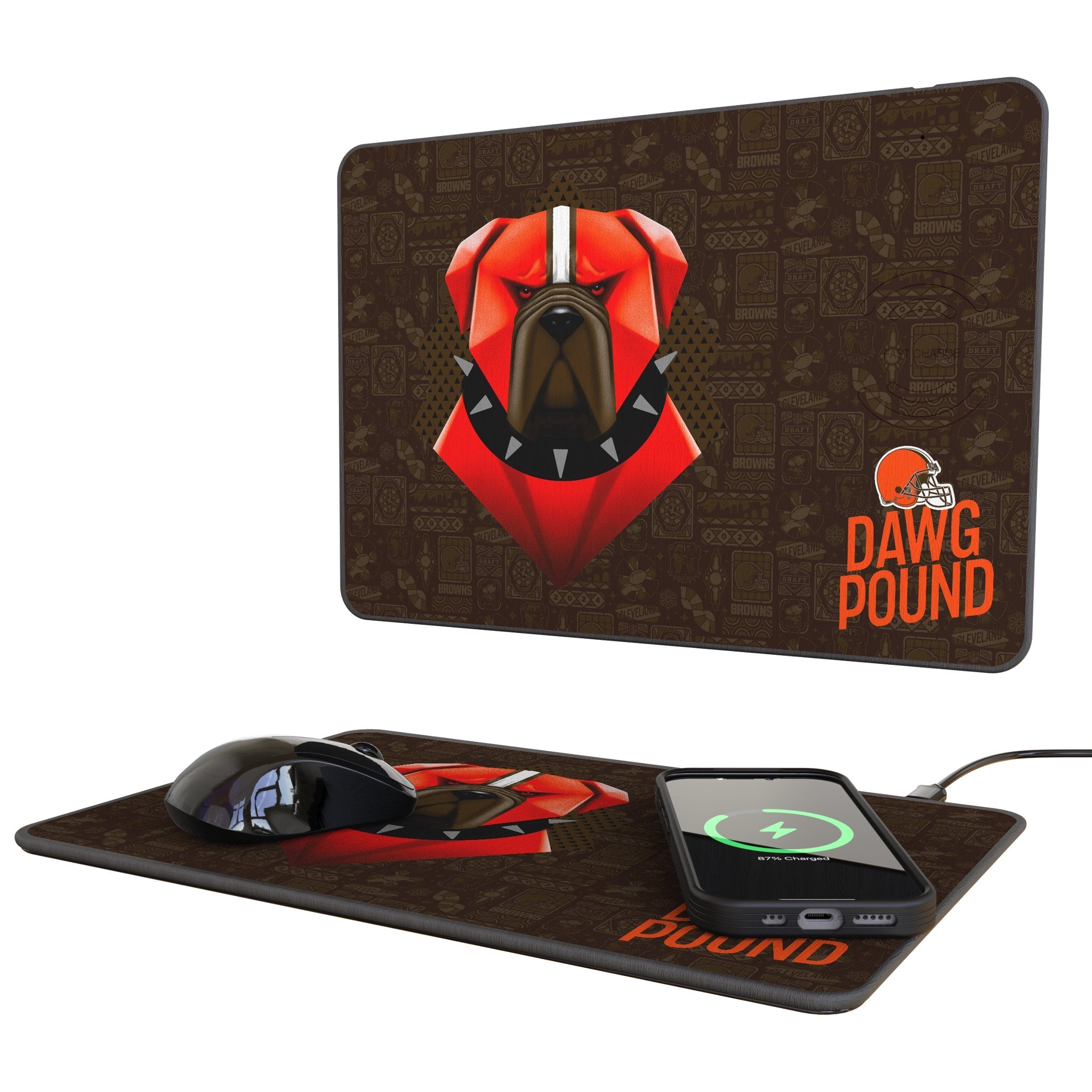 Cleveland Browns 2024 Edition 15-Watt Wireless Charger and Mouse Pad 1