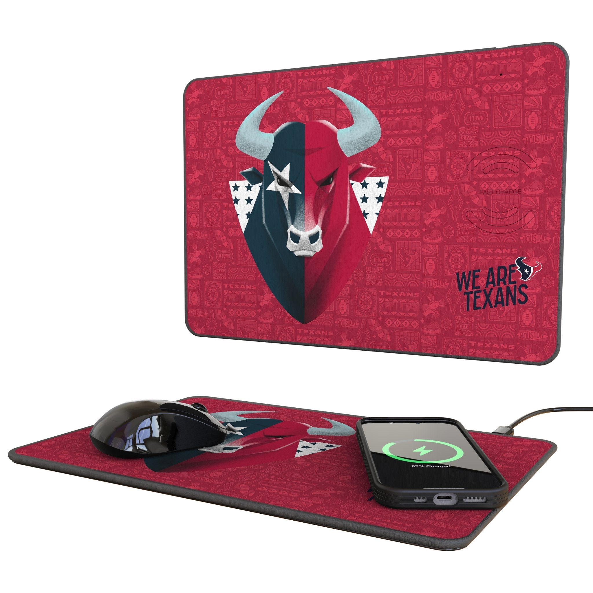 Houston Texans 2024 Edition 15-Watt Wireless Charger and Mouse Pad 1