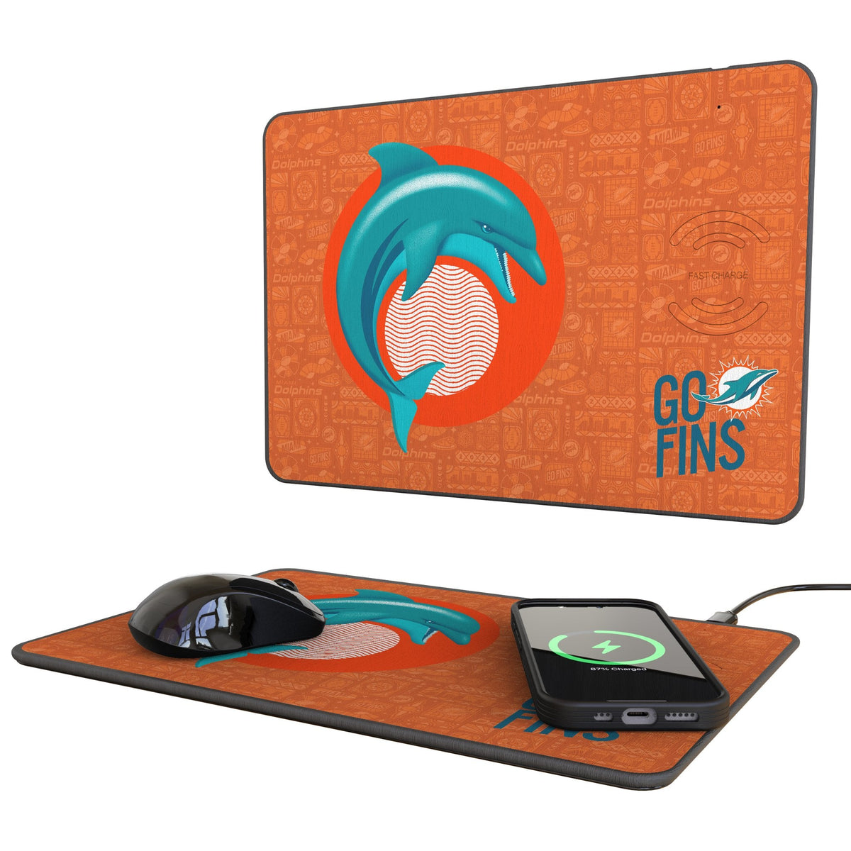 Miami Dolphins 2024 Edition 15-Watt Wireless Charger and Mouse Pad 1