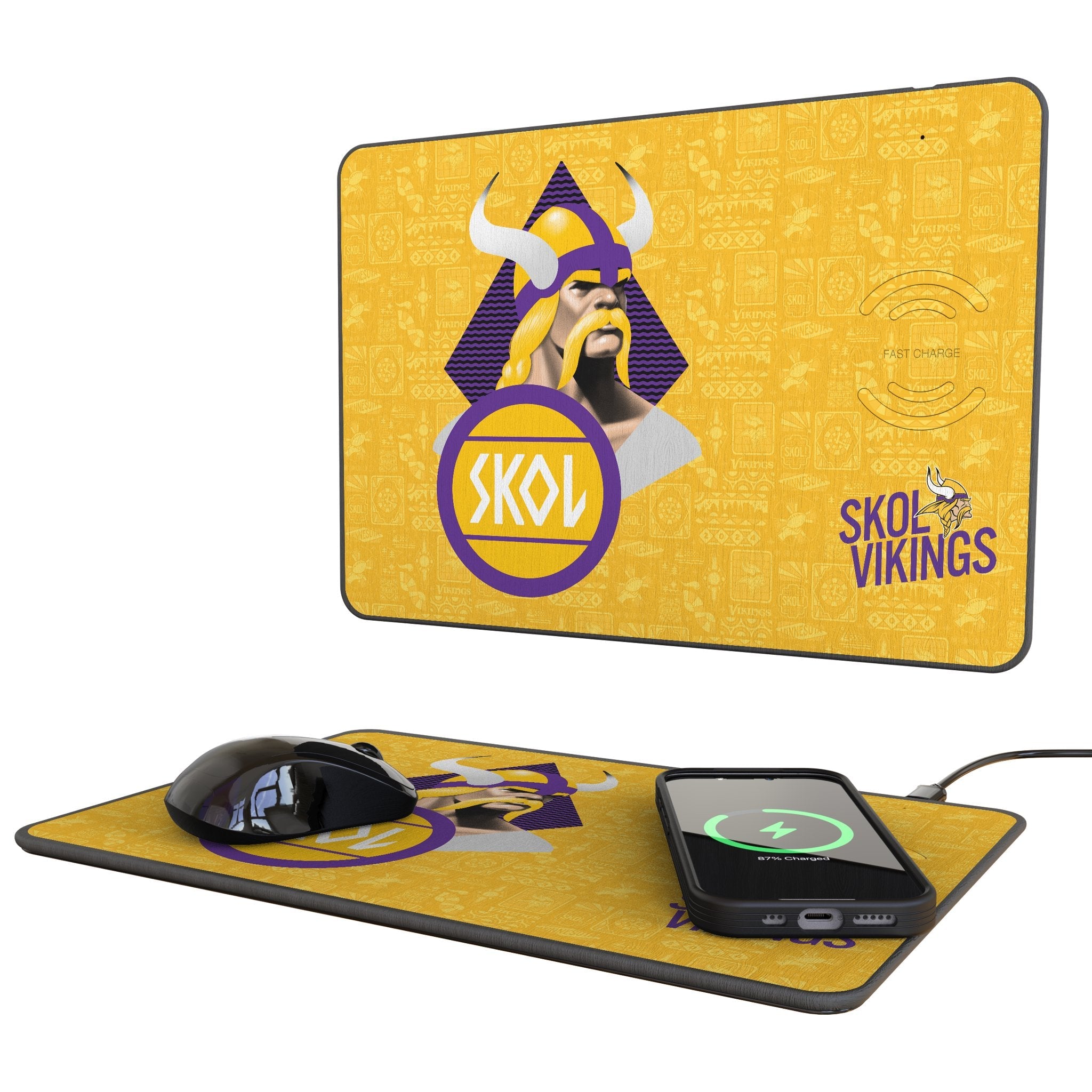 Minnesota Vikings 2024 Edition 15-Watt Wireless Charger and Mouse Pad 1
