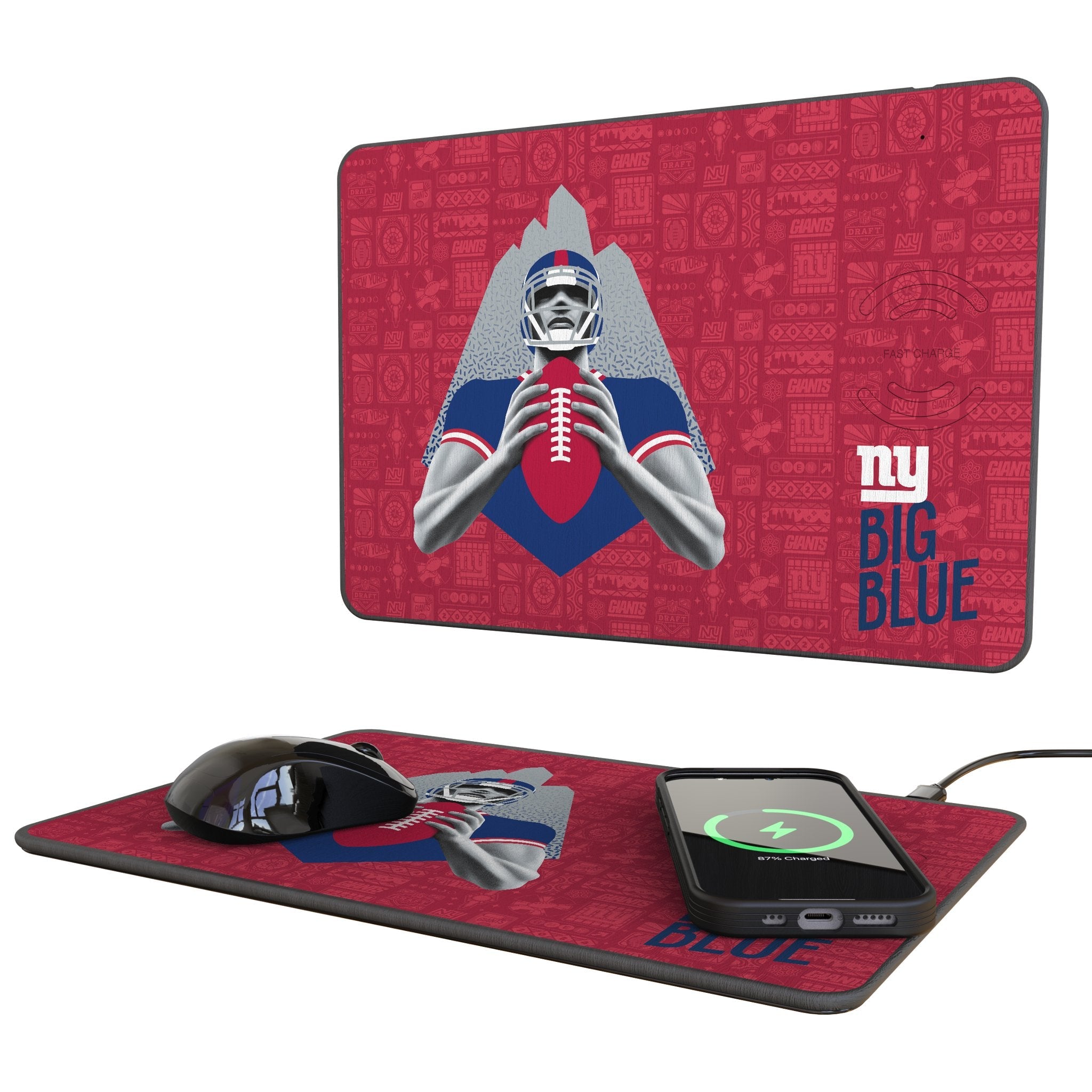 New York Giants 2024 Edition 15-Watt Wireless Charger and Mouse Pad 1
