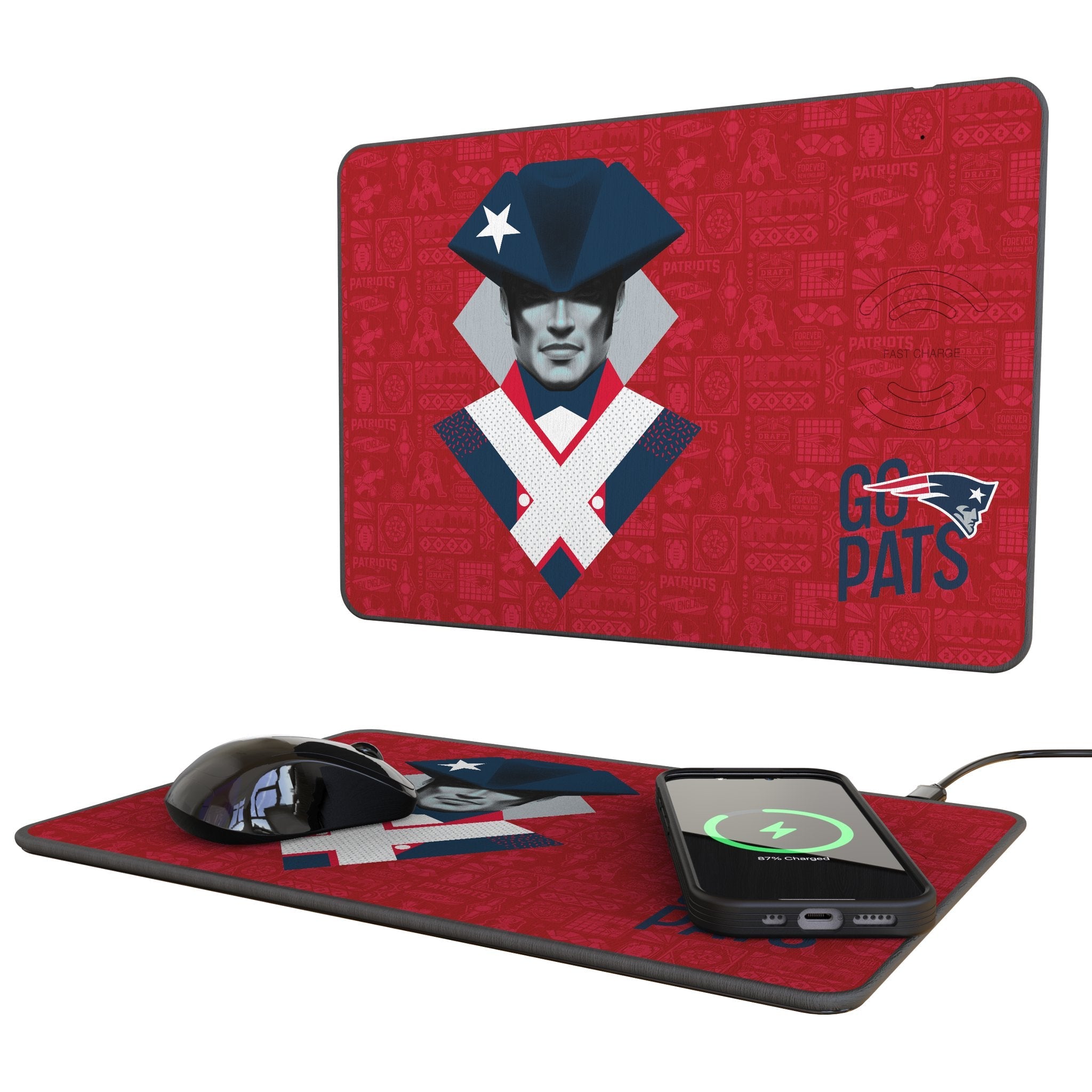 New England Patriots 2024 Edition 15-Watt Wireless Charger and Mouse Pad 1