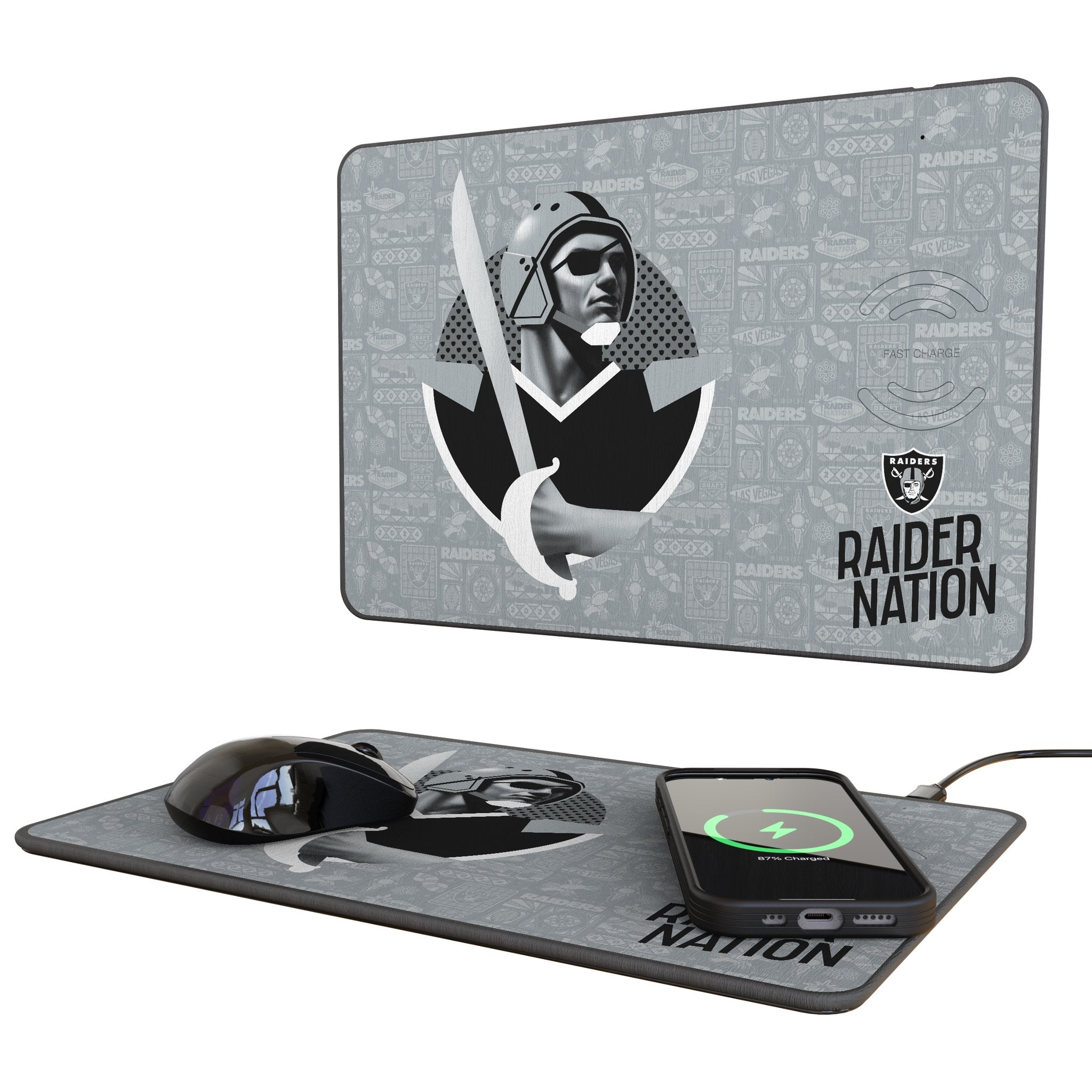 Las Vegas Raiders 2024 Edition 15-Watt Wireless Charger and Mouse Pad 1