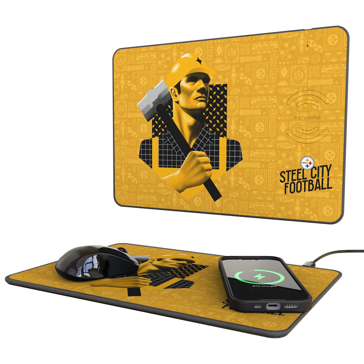 Pittsburgh Steelers 2024 Edition 15-Watt Wireless Charger and Mouse Pad 1