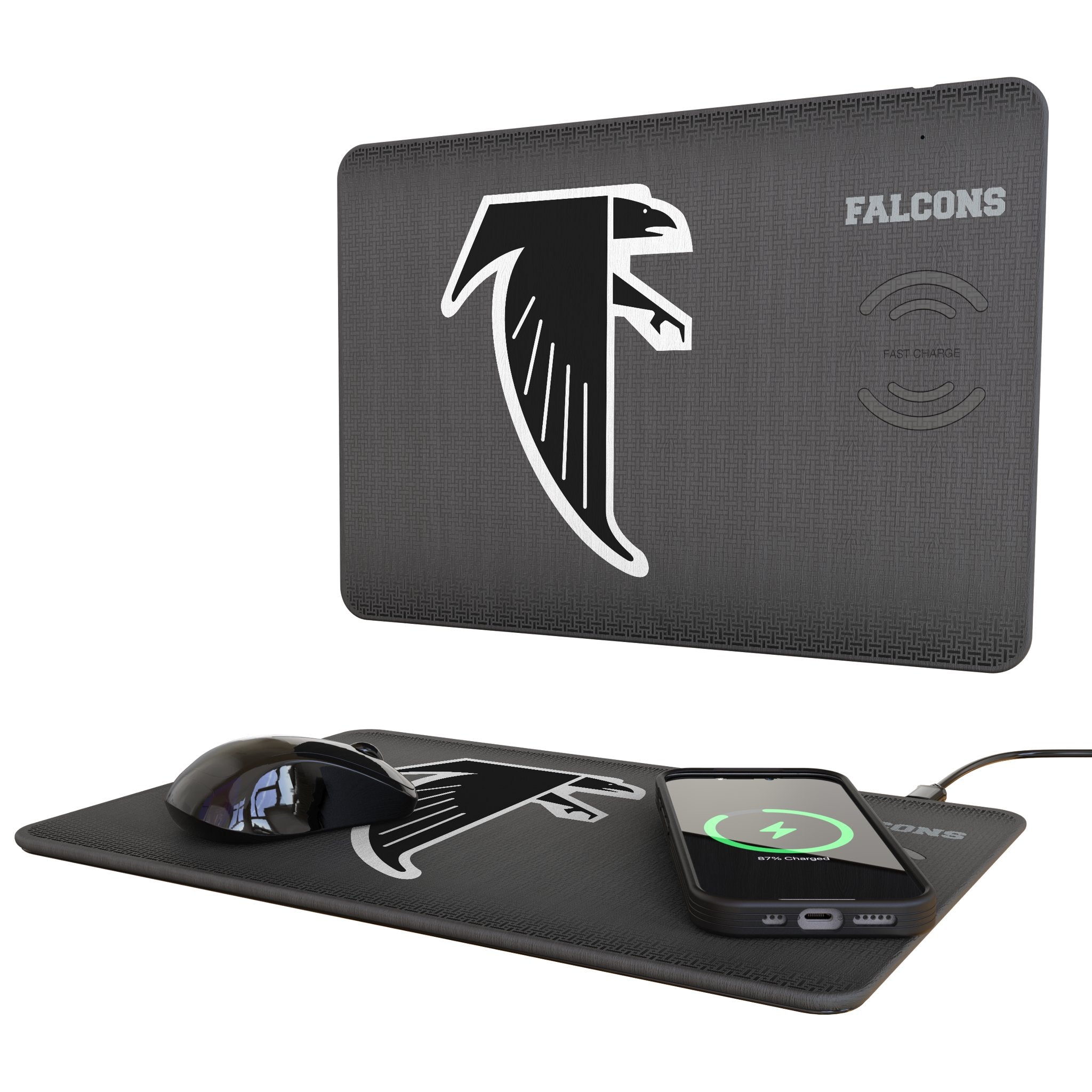Atlanta Falcons Classic Linen 15-Watt Wireless Charger and Mouse Pad 1