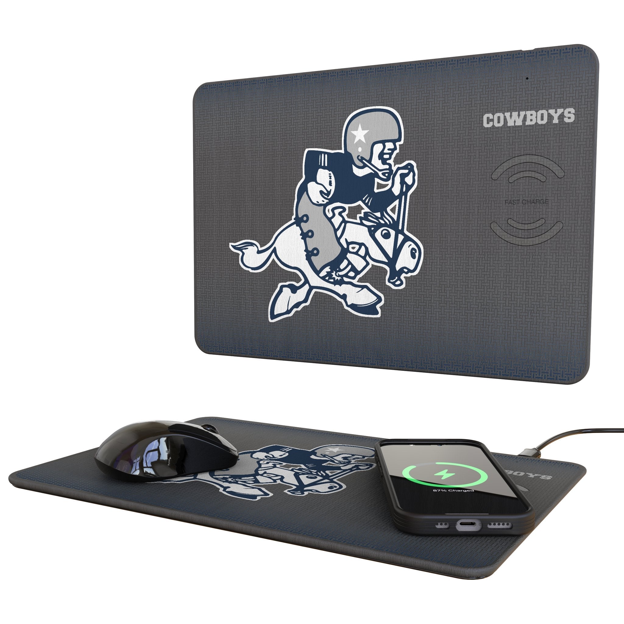 Dallas Cowboys 1966-1969 Historic Collection Linen 15-Watt Wireless Charger and Mouse Pad