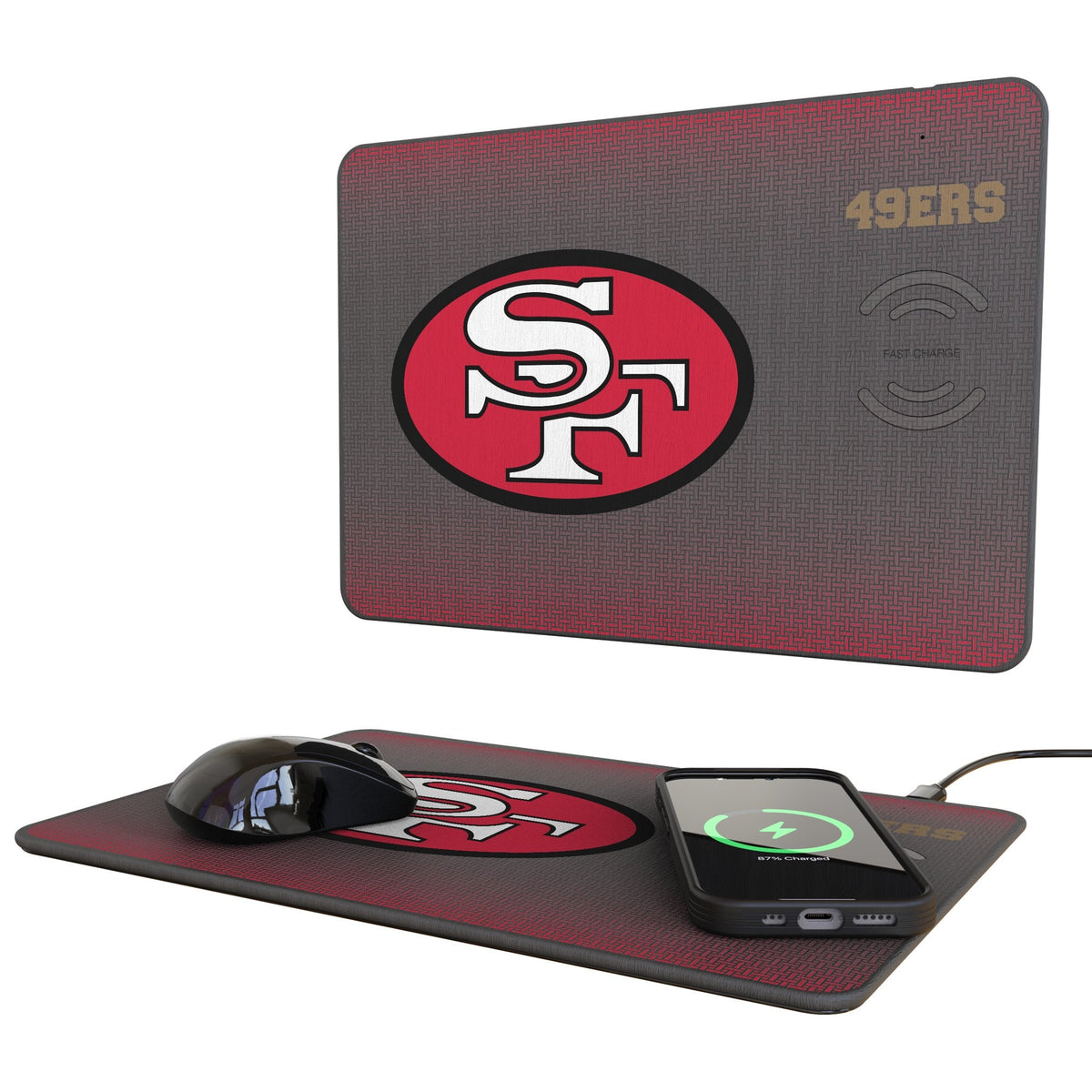 San Francisco 49ers Historic Collection Linen 15-Watt Wireless Charger and Mouse Pad
