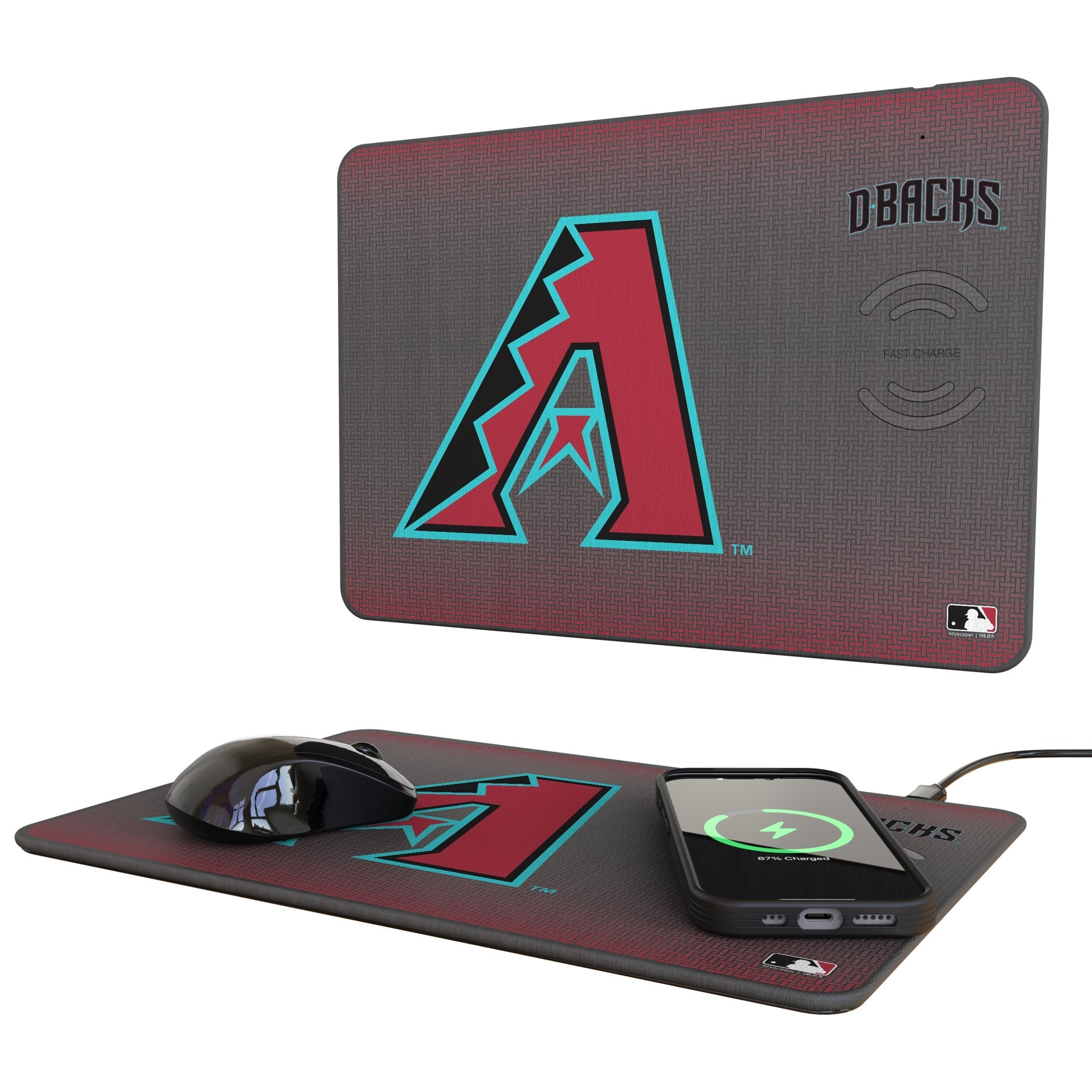 Arizona Diamondbacks Linen 15-Watt Wireless Charger and Mouse Pad 1