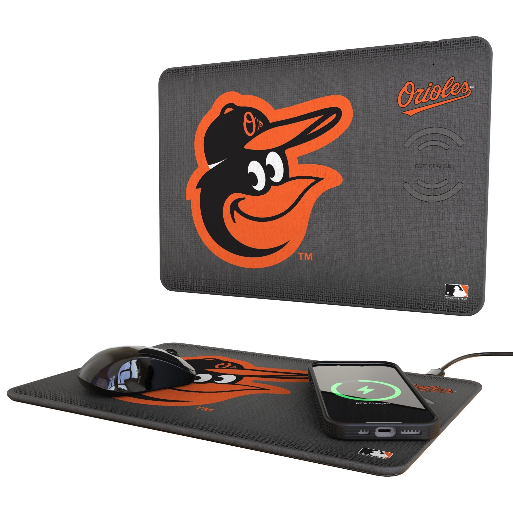 Baltimore Orioles Linen 15-Watt Wireless Charger and Mouse Pad 1