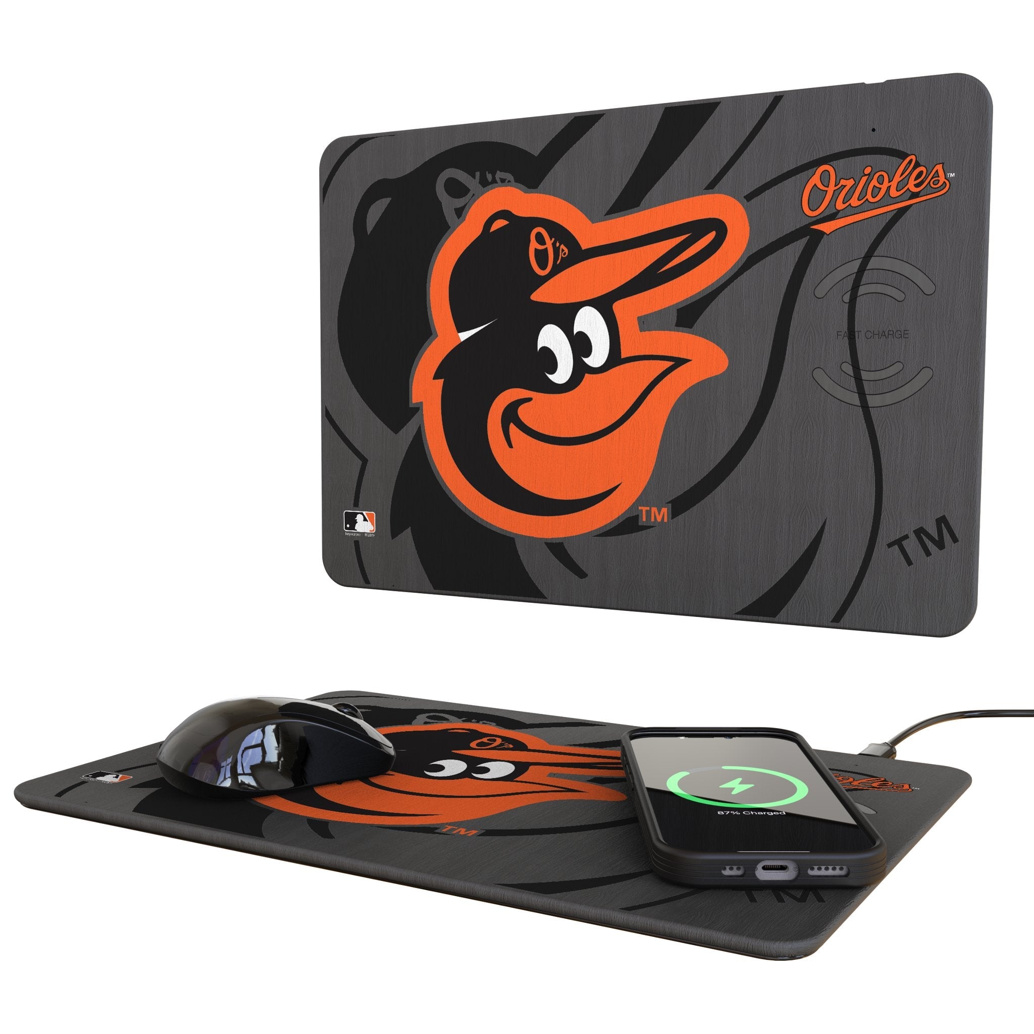 Baltimore Orioles Monocolor Tilt 15-Watt Wireless Charger and Mouse Pad 1