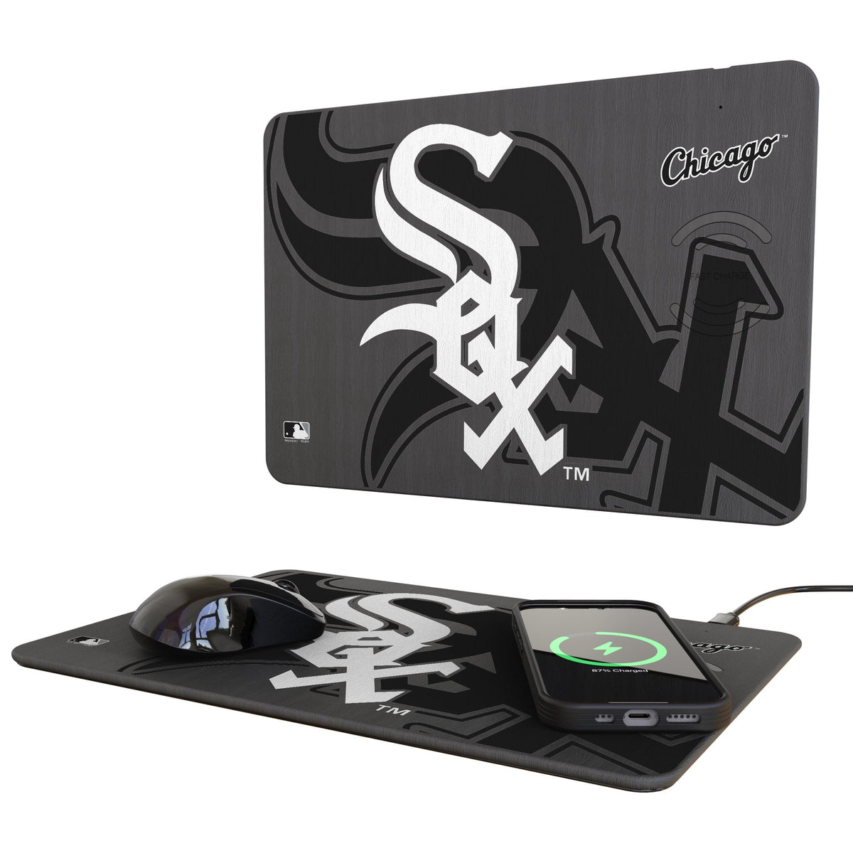 Chicago White Sox Monocolor Tilt 15-Watt Wireless Charger and Mouse Pad 1