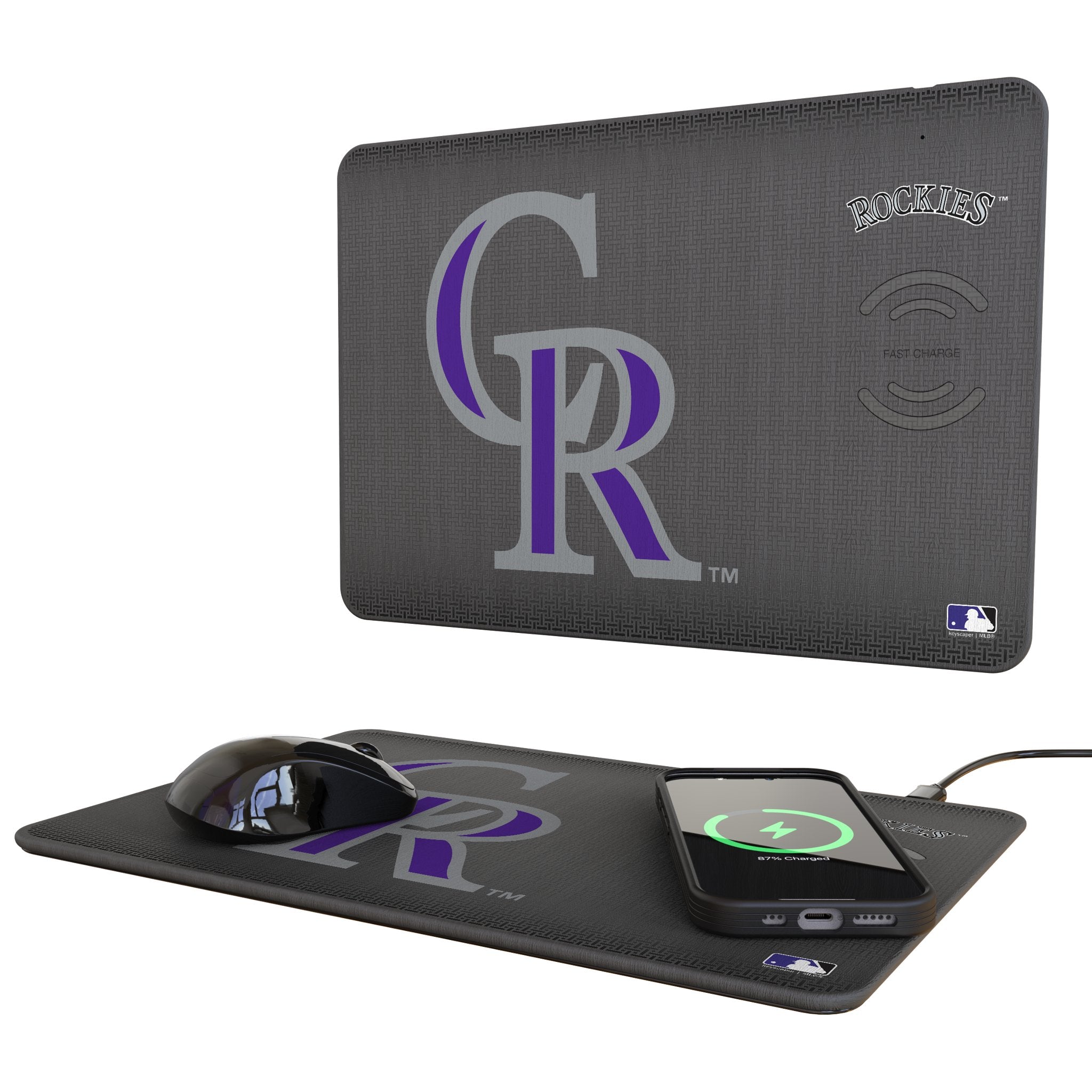 Colorado Rockies Linen 15-Watt Wireless Charger and Mouse Pad 1
