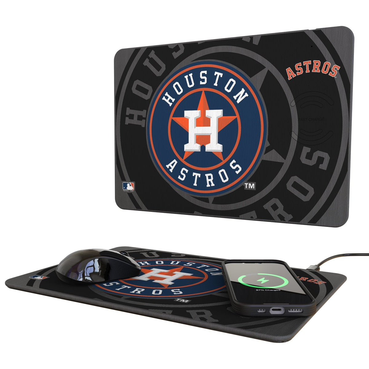Houston Astros Monocolor Tilt 15-Watt Wireless Charger and Mouse Pad 1