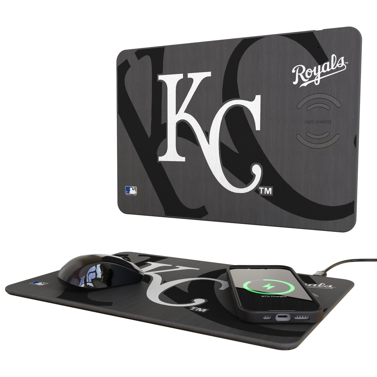 Kansas City Royals Monocolor Tilt 15-Watt Wireless Charger and Mouse Pad 1