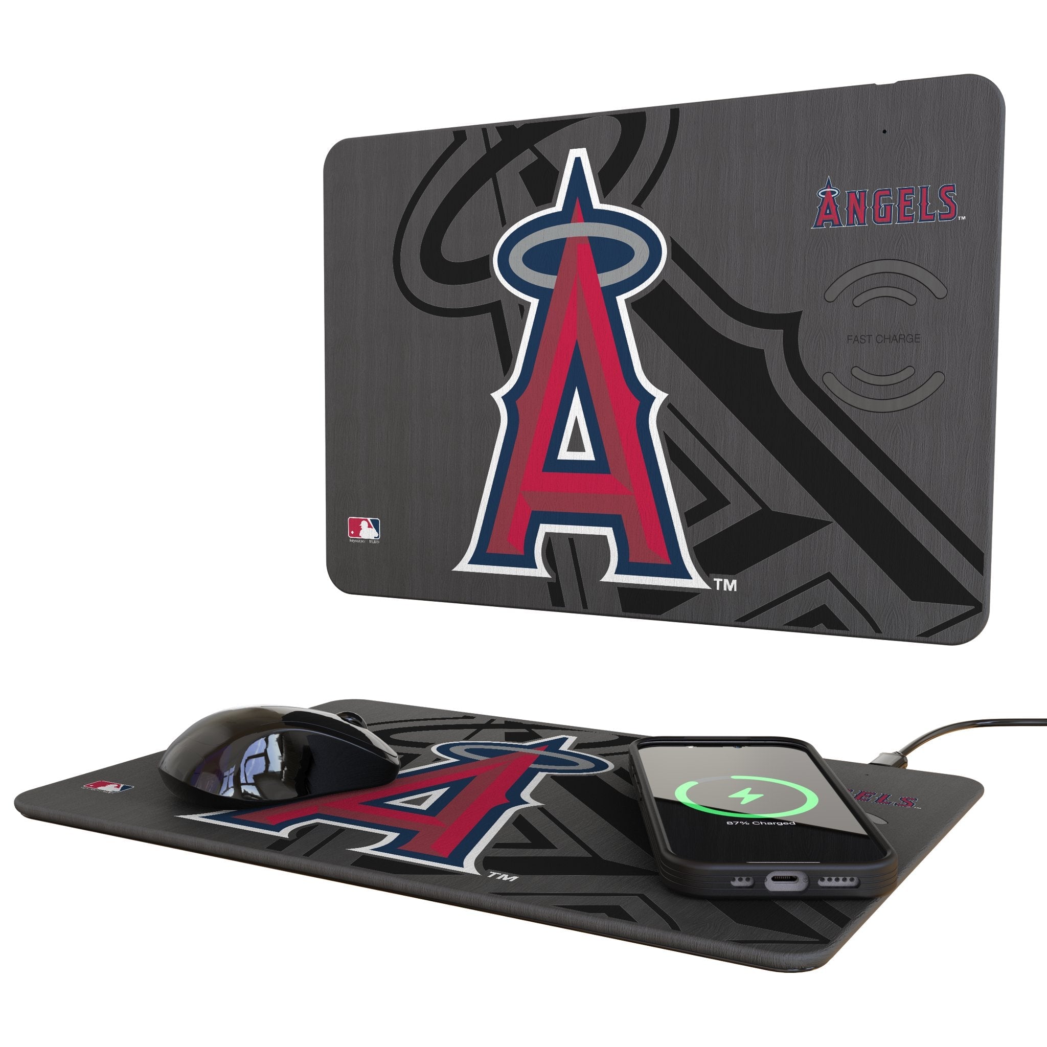 Los Angeles Angels Monocolor Tilt 15-Watt Wireless Charger and Mouse Pad 1