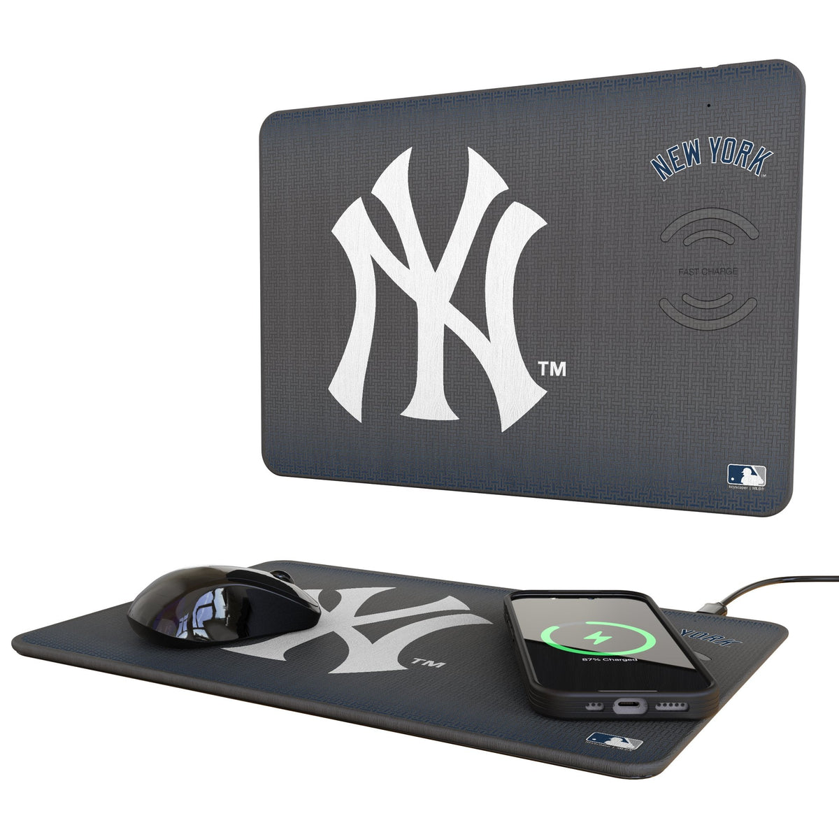New York Yankees Linen 15-Watt Wireless Charger and Mouse Pad 1