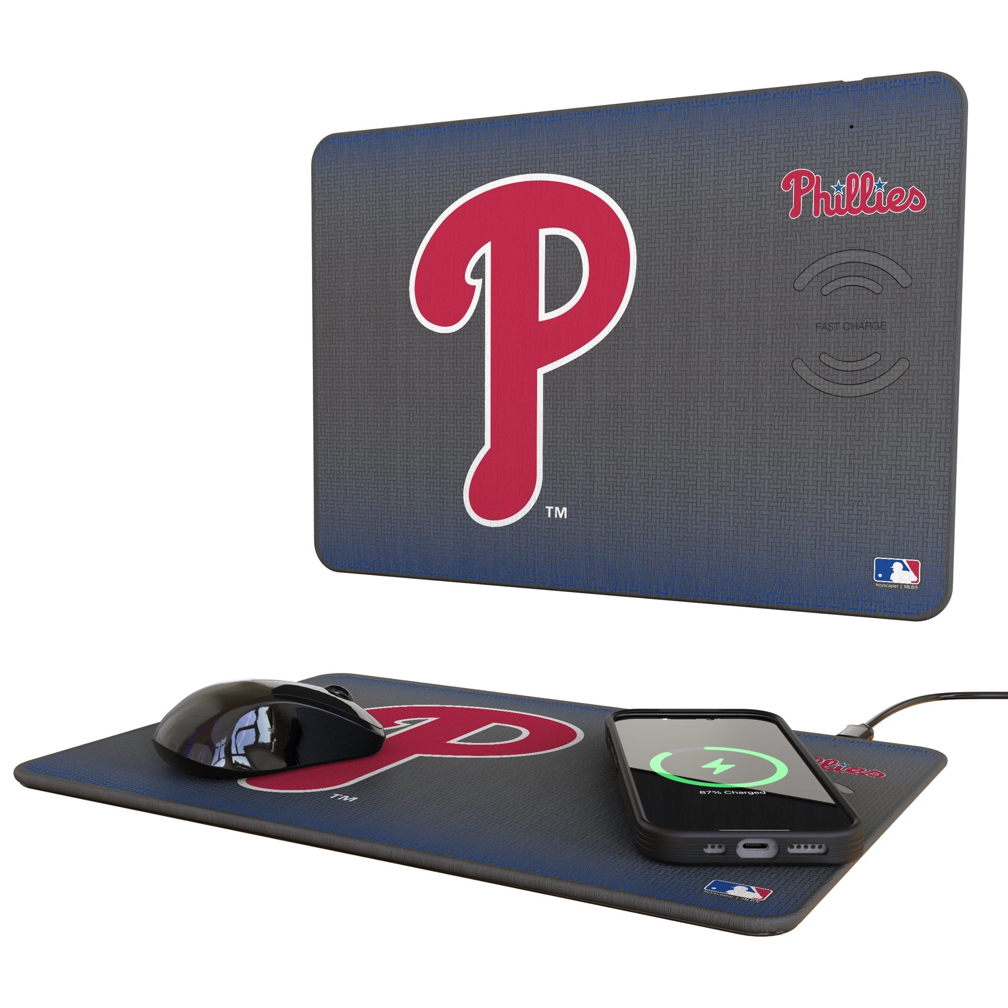 Philadelphia Phillies Linen 15-Watt Wireless Charger and Mouse Pad 1