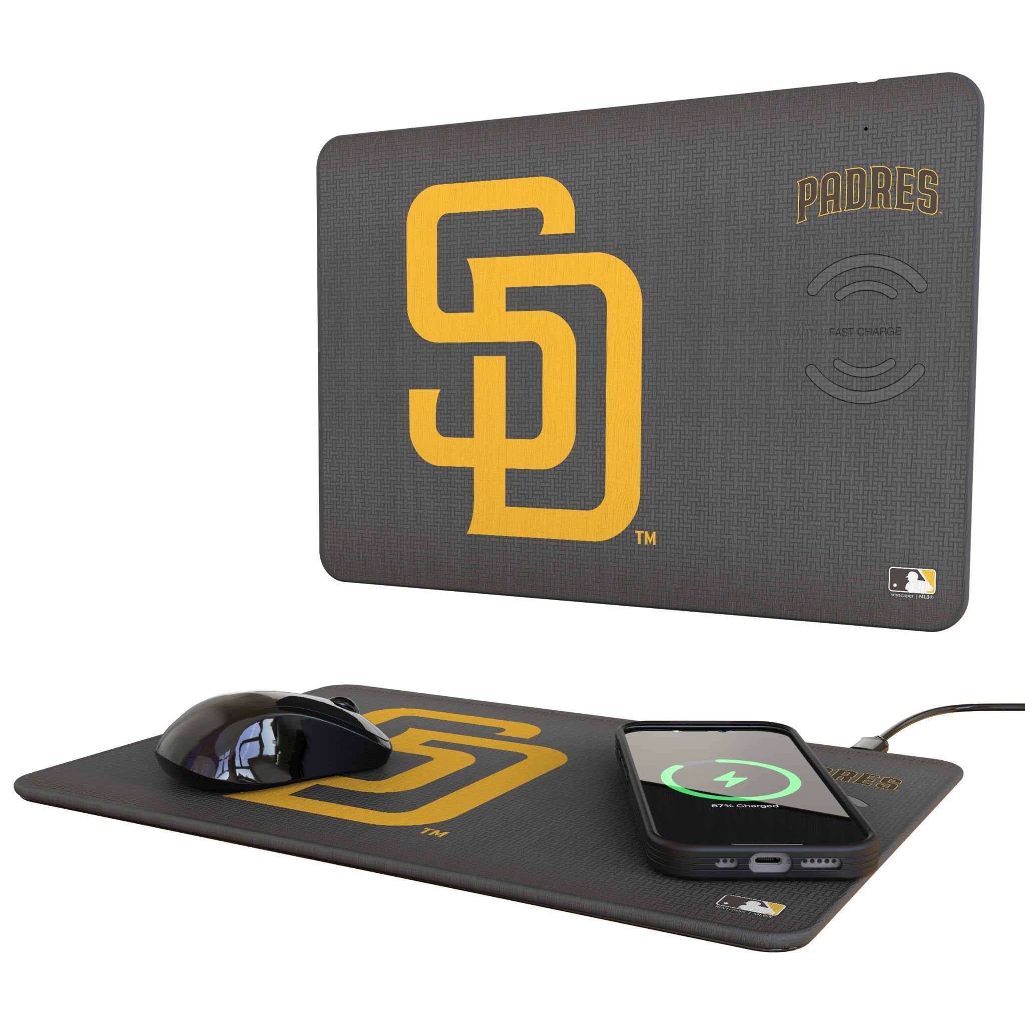 San Diego Padres Linen 15-Watt Wireless Charger and Mouse Pad 1