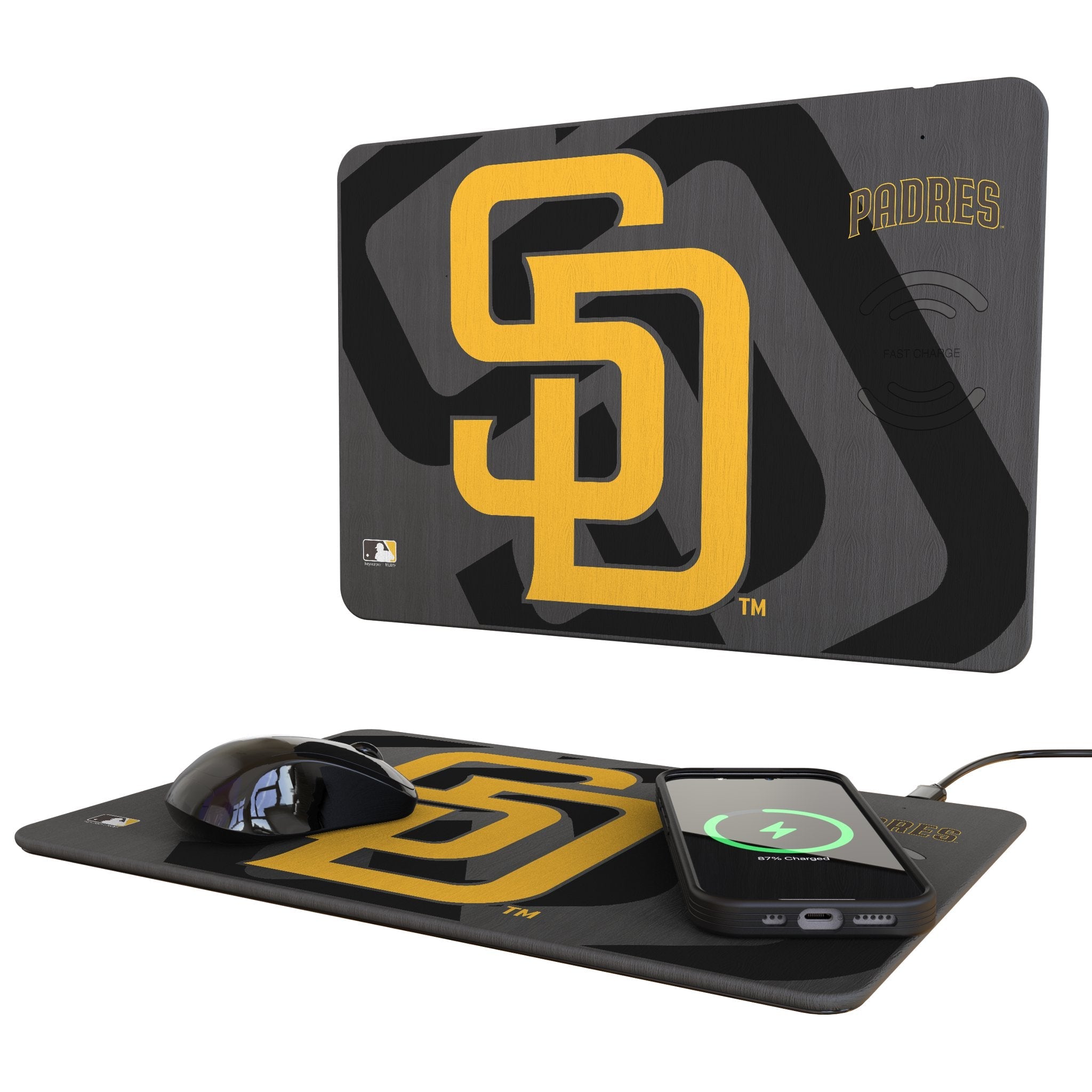 San Diego Padres Monocolor Tilt 15-Watt Wireless Charger and Mouse Pad