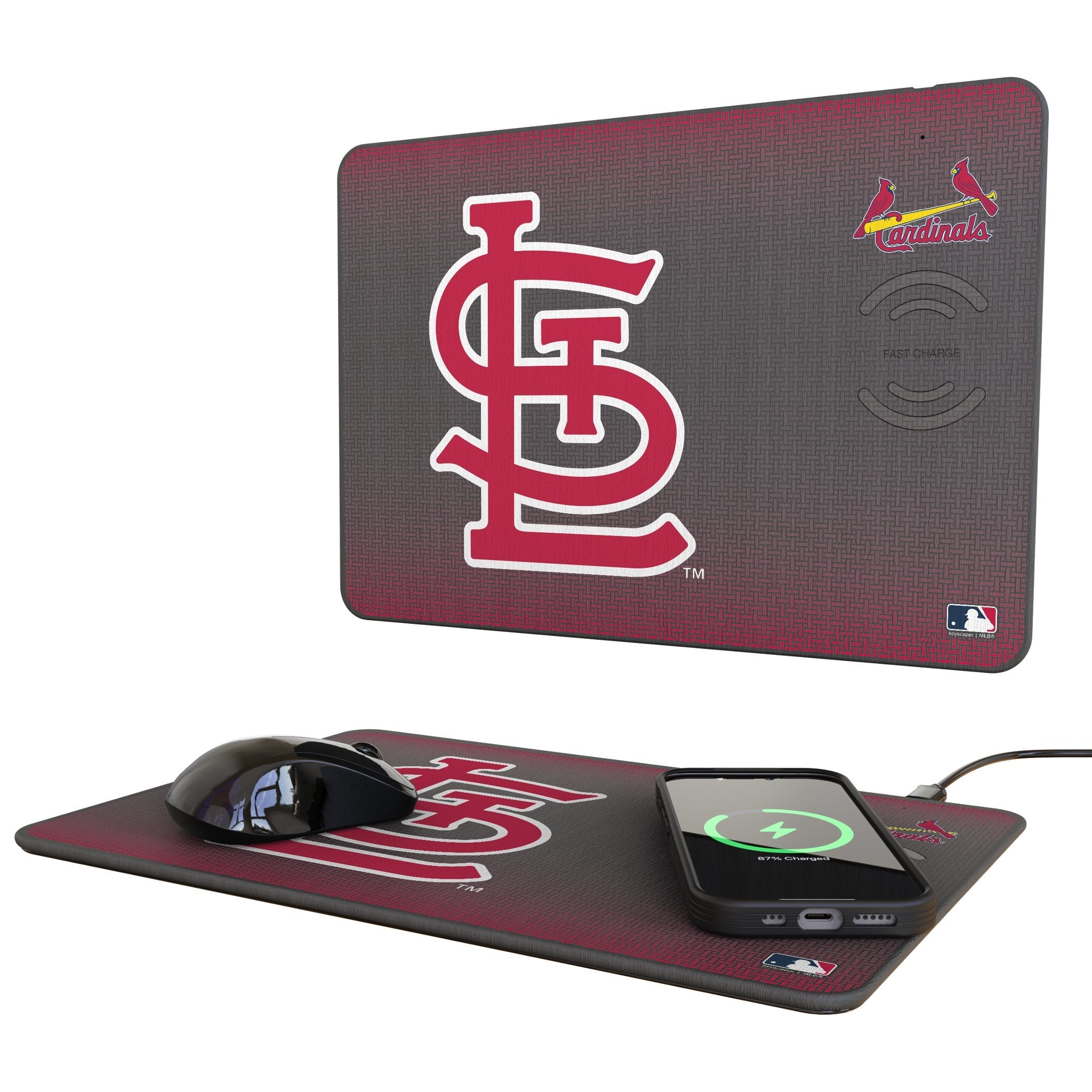 St Louis Cardinals Linen 15-Watt Wireless Charger and Mouse Pad 1