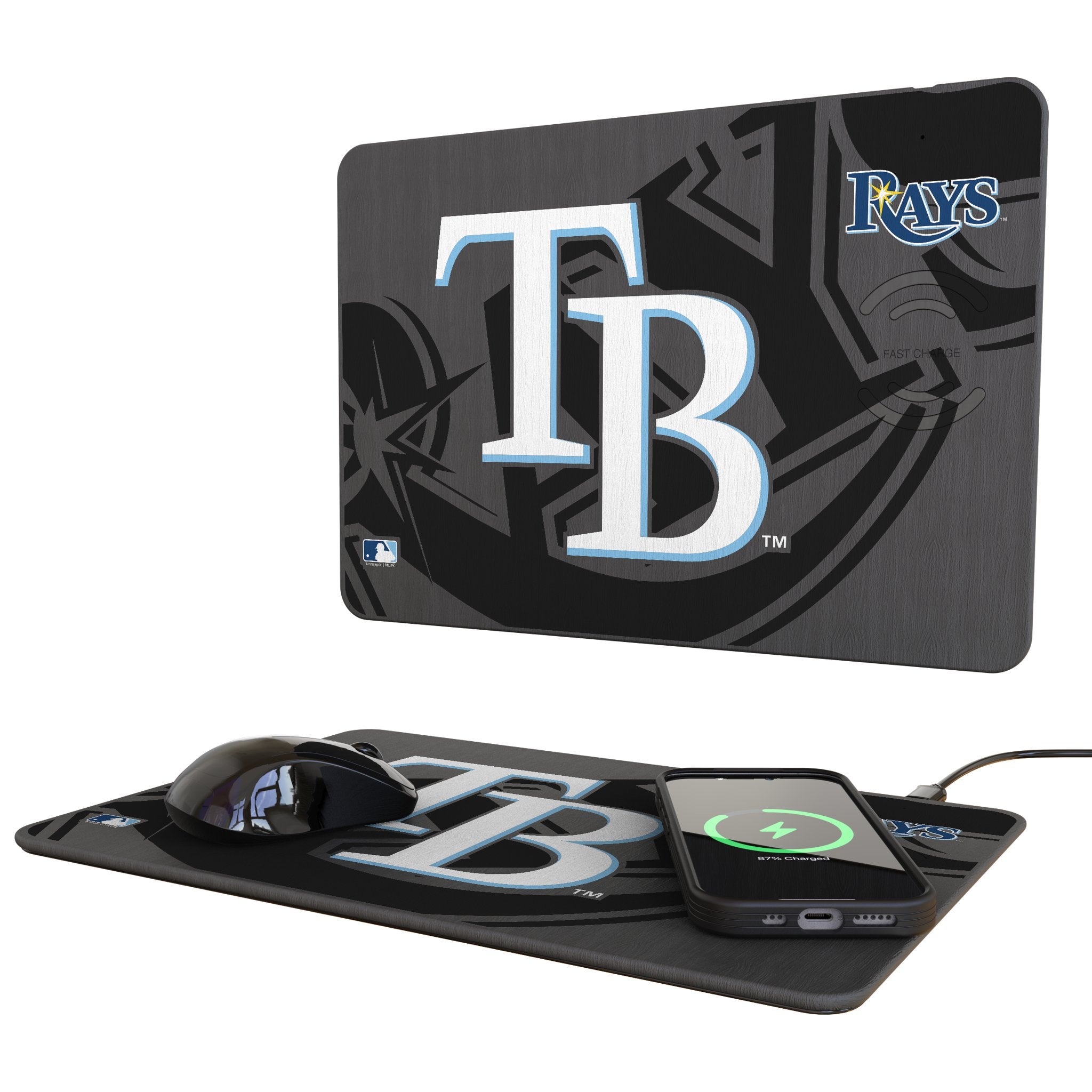 Tampa Bay Rays Monocolor Tilt 15-Watt Wireless Charger and Mouse Pad 1