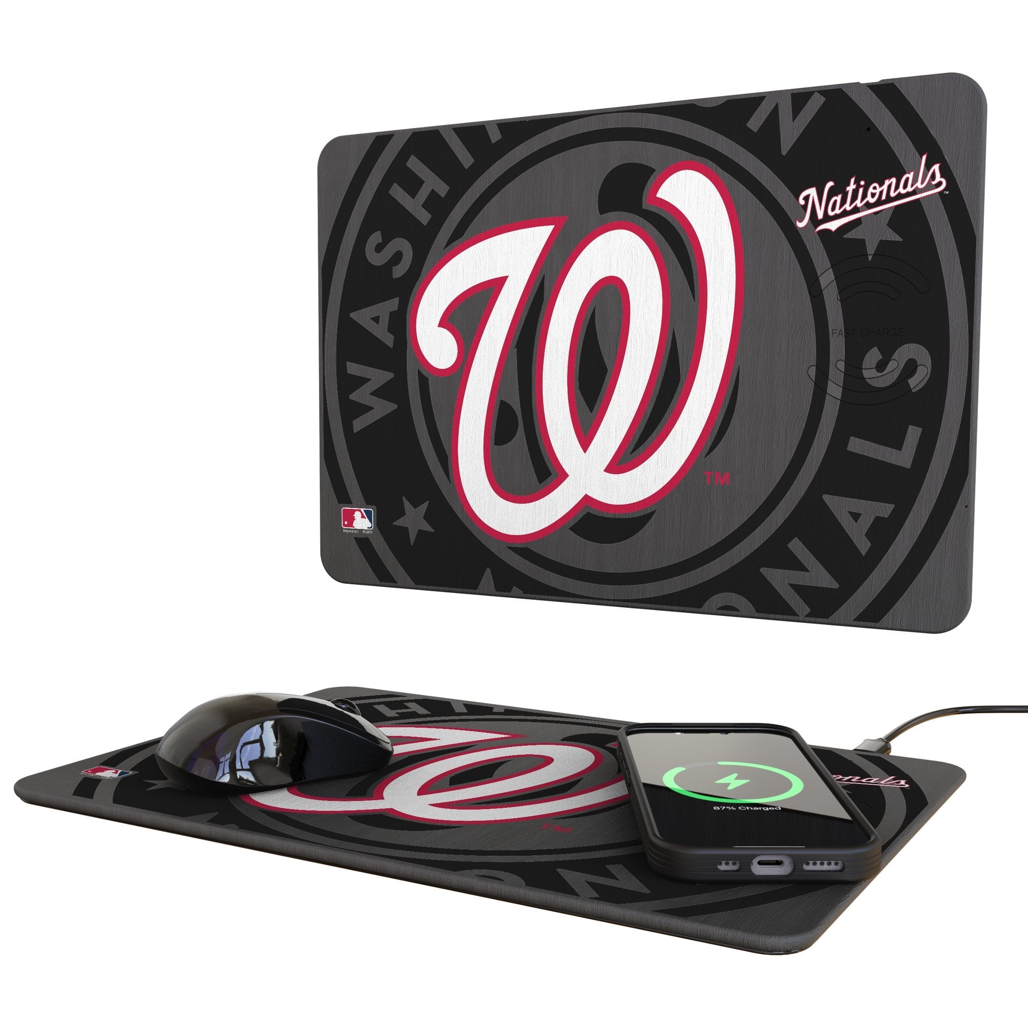 Washington Nationals Monocolor Tilt 15-Watt Wireless Charger and Mouse Pad 1