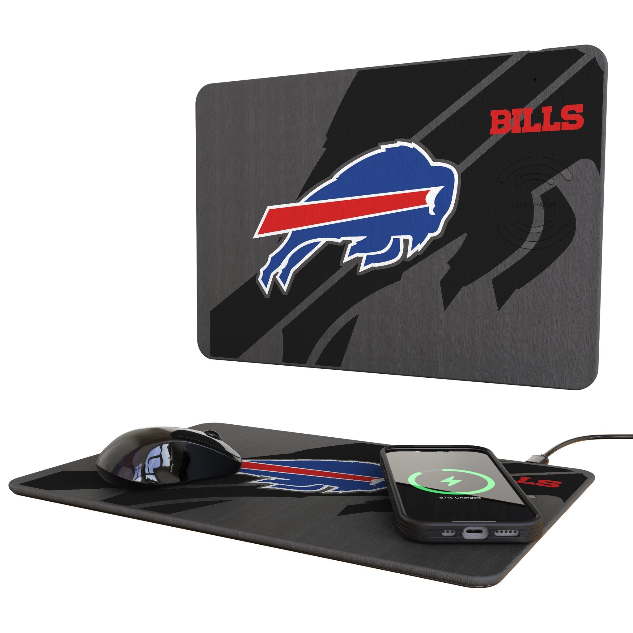 Buffalo Bills Monocolor Tilt 15-Watt Wireless Charger and Mouse Pad