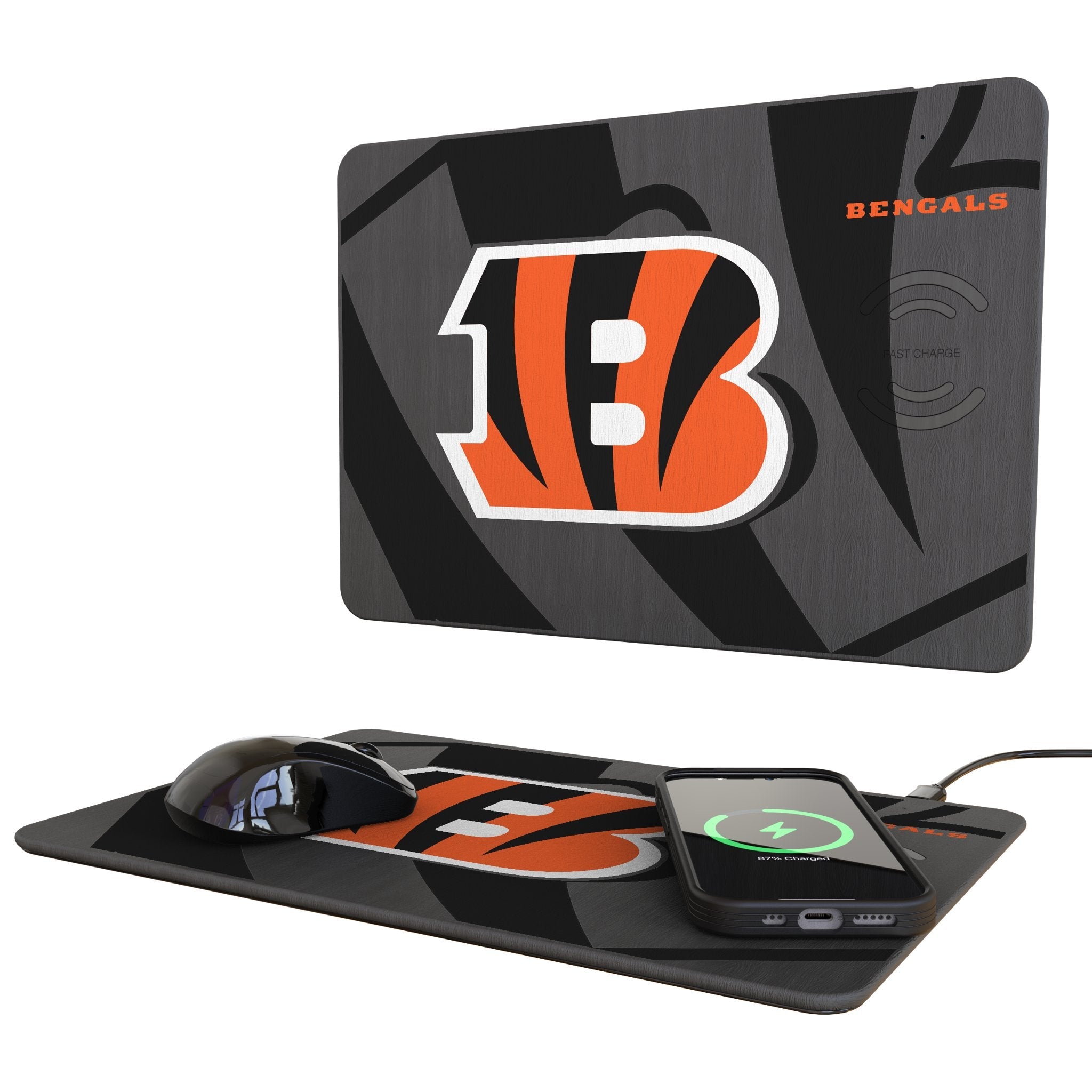 Cincinnati Bengals Monocolor Tilt 15-Watt Wireless Charger and Mouse Pad 1