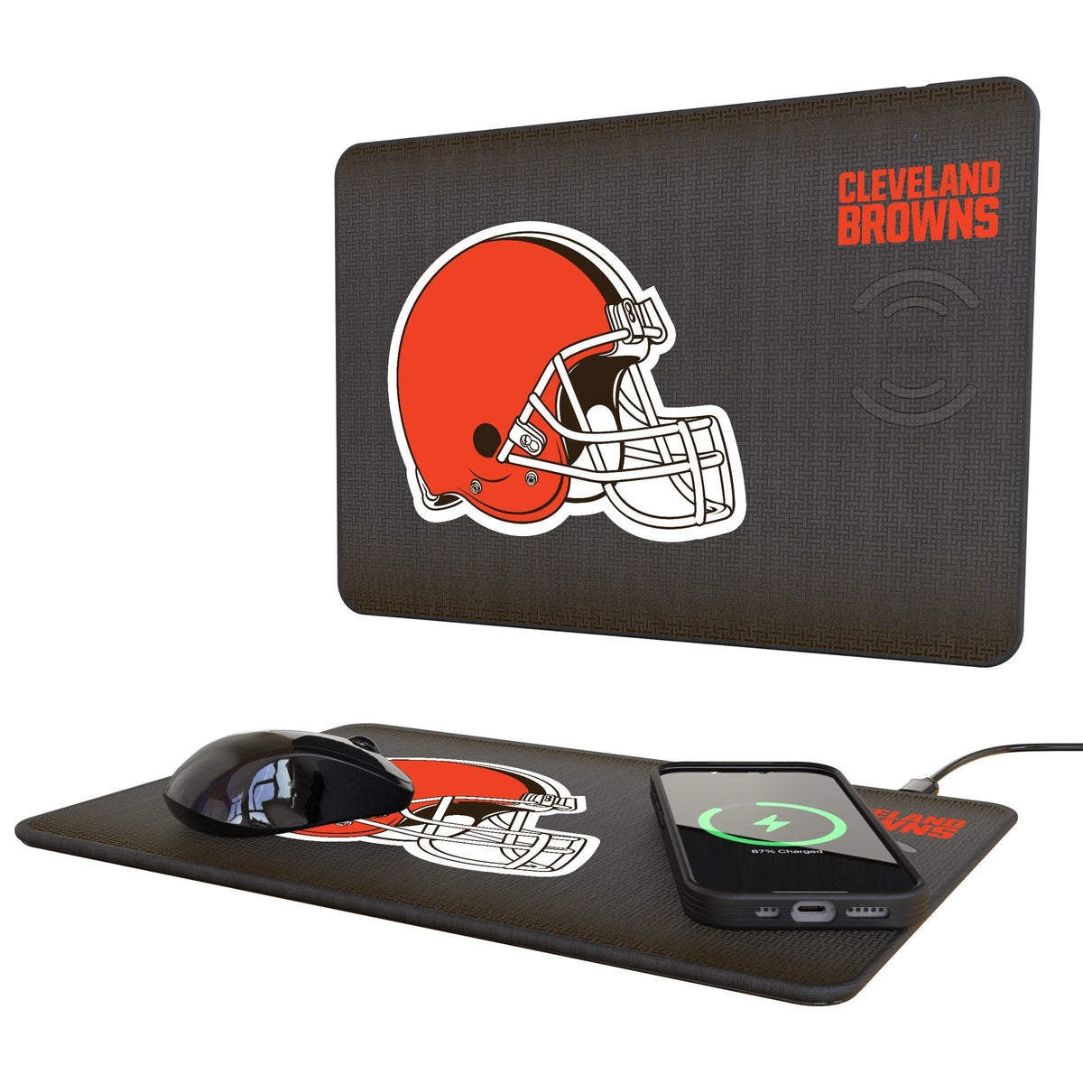Cleveland Browns Linen 15-Watt Wireless Charger and Mouse Pad 1