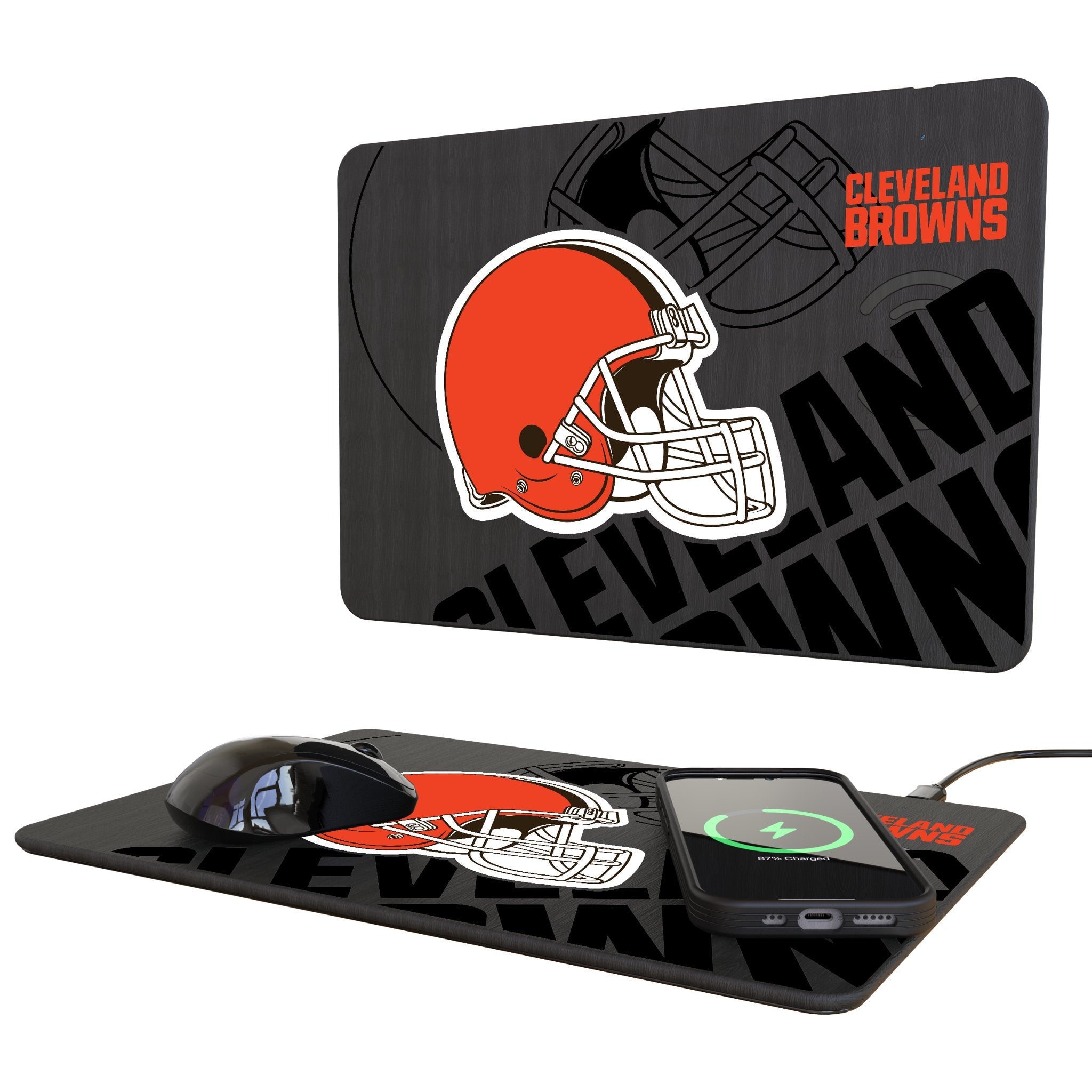 Cleveland Browns Monocolor Tilt 15-Watt Wireless Charger and Mouse Pad 1