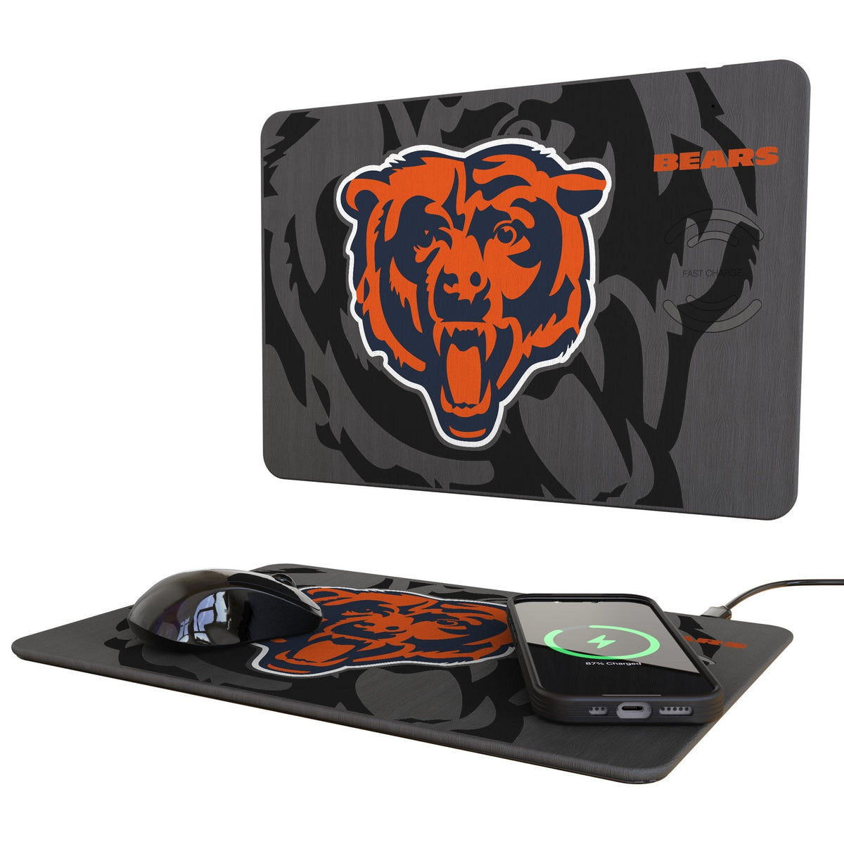 Chicago Bears Monocolor Tilt 15-Watt Wireless Charger and Mouse Pad 1