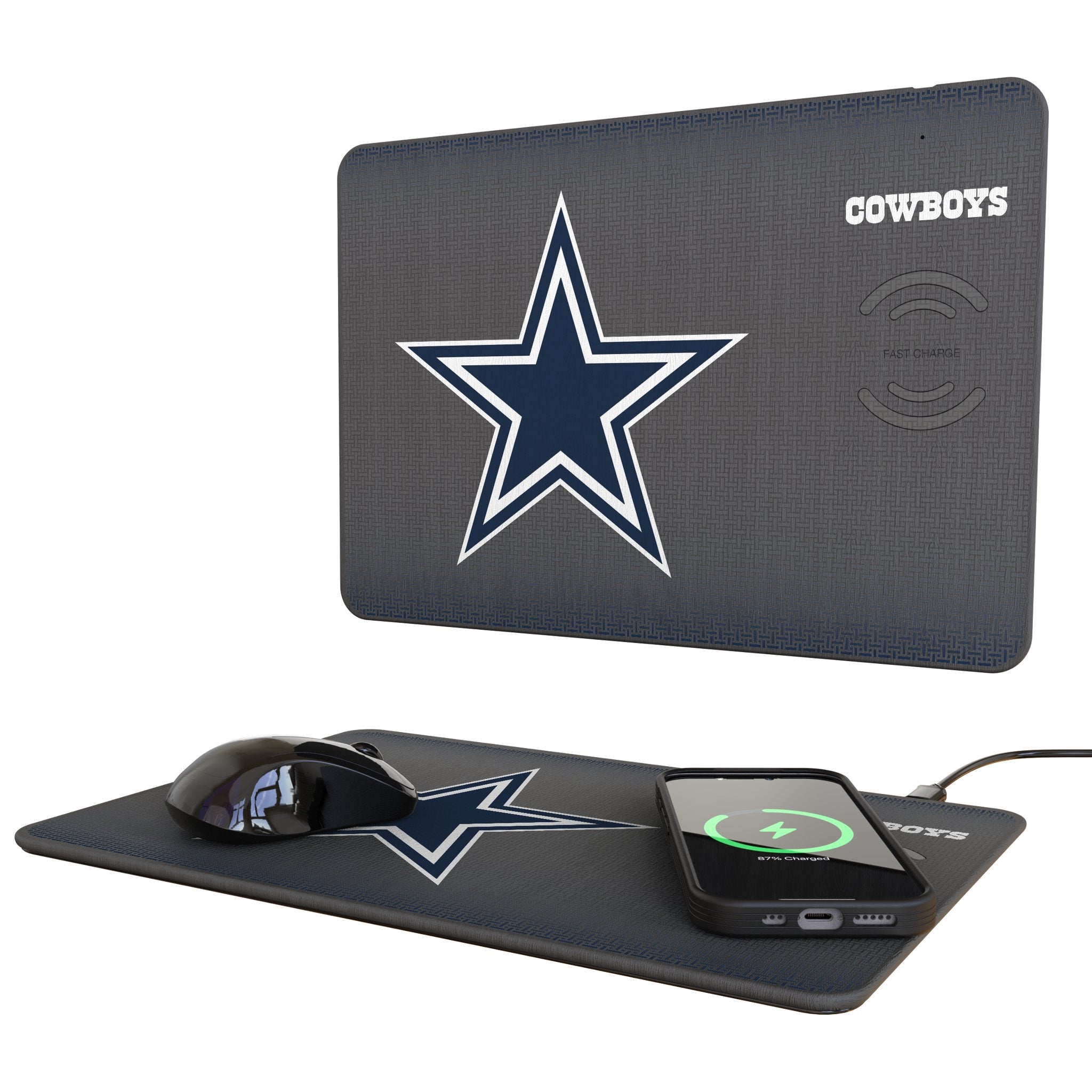 Dallas Cowboys Linen 15-Watt Wireless Charger and Mouse Pad 1