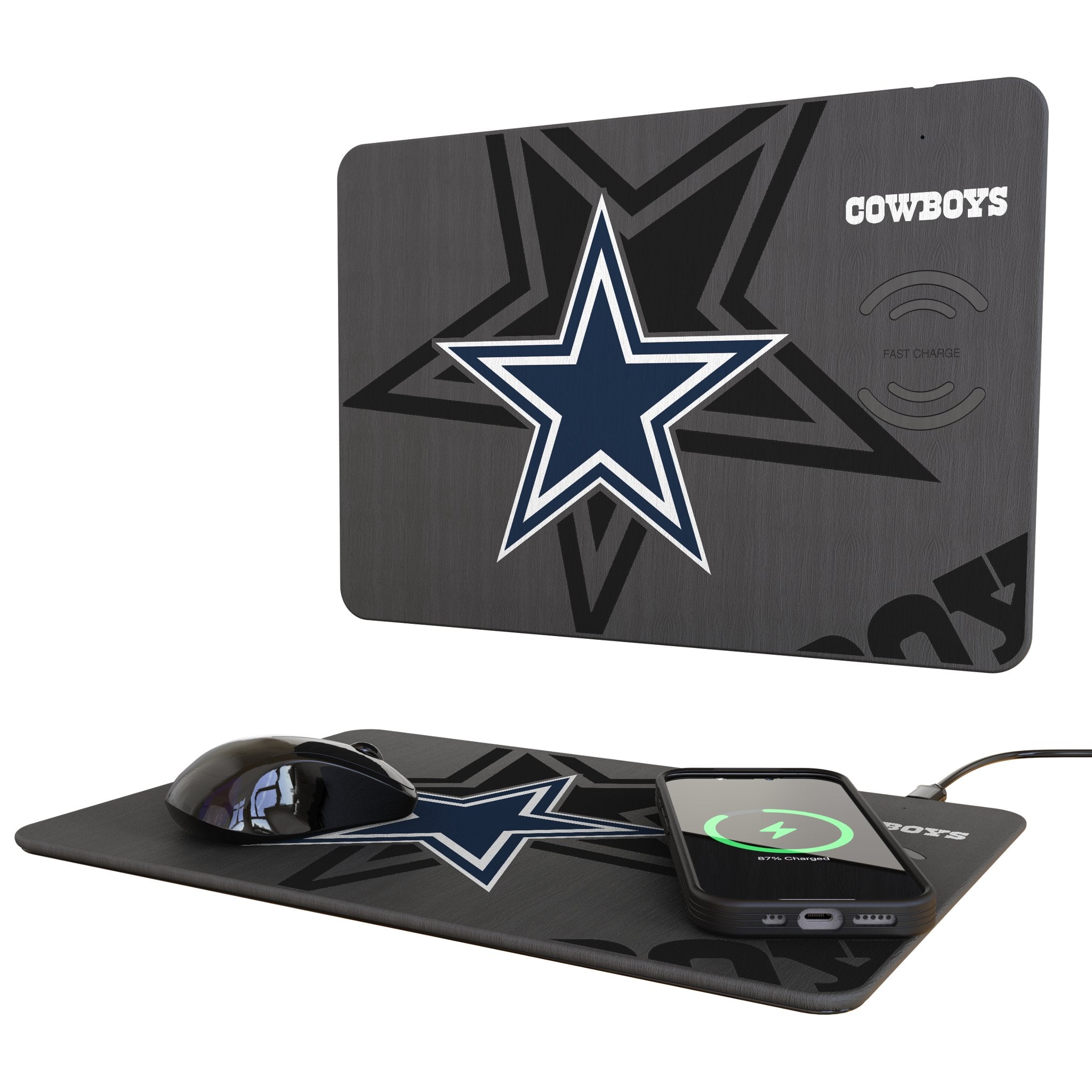 Dallas Cowboys Monocolor Tilt 15-Watt Wireless Charger and Mouse Pad 1