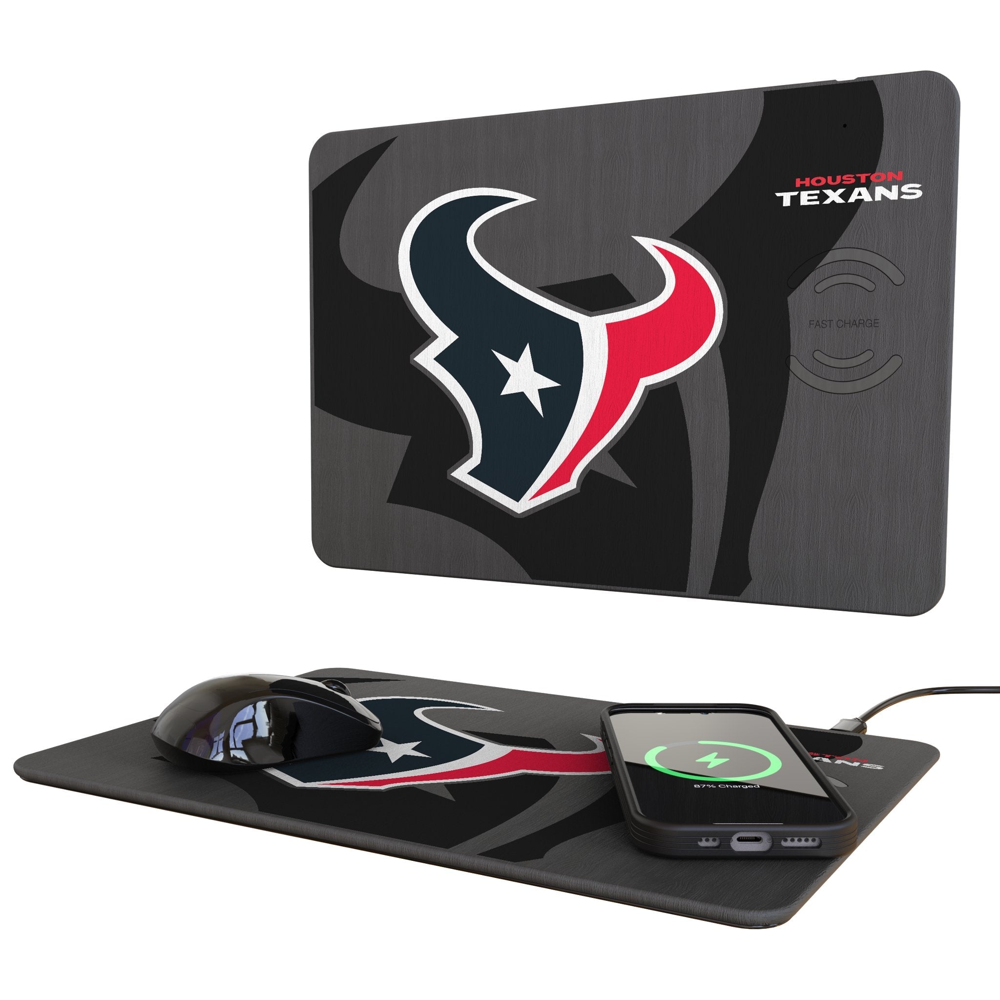 Houston Texans Monocolor Tilt 15-Watt Wireless Charger and Mouse Pad 1