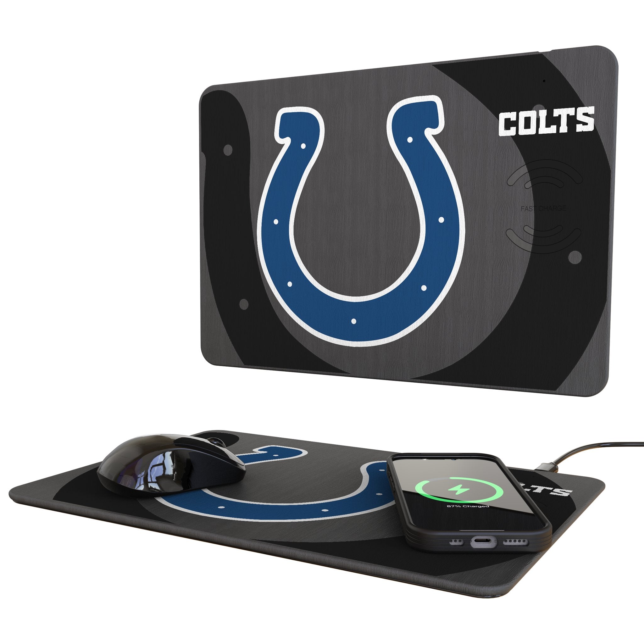 Indianapolis Colts Monocolor Tilt 15-Watt Wireless Charger and Mouse Pad 1
