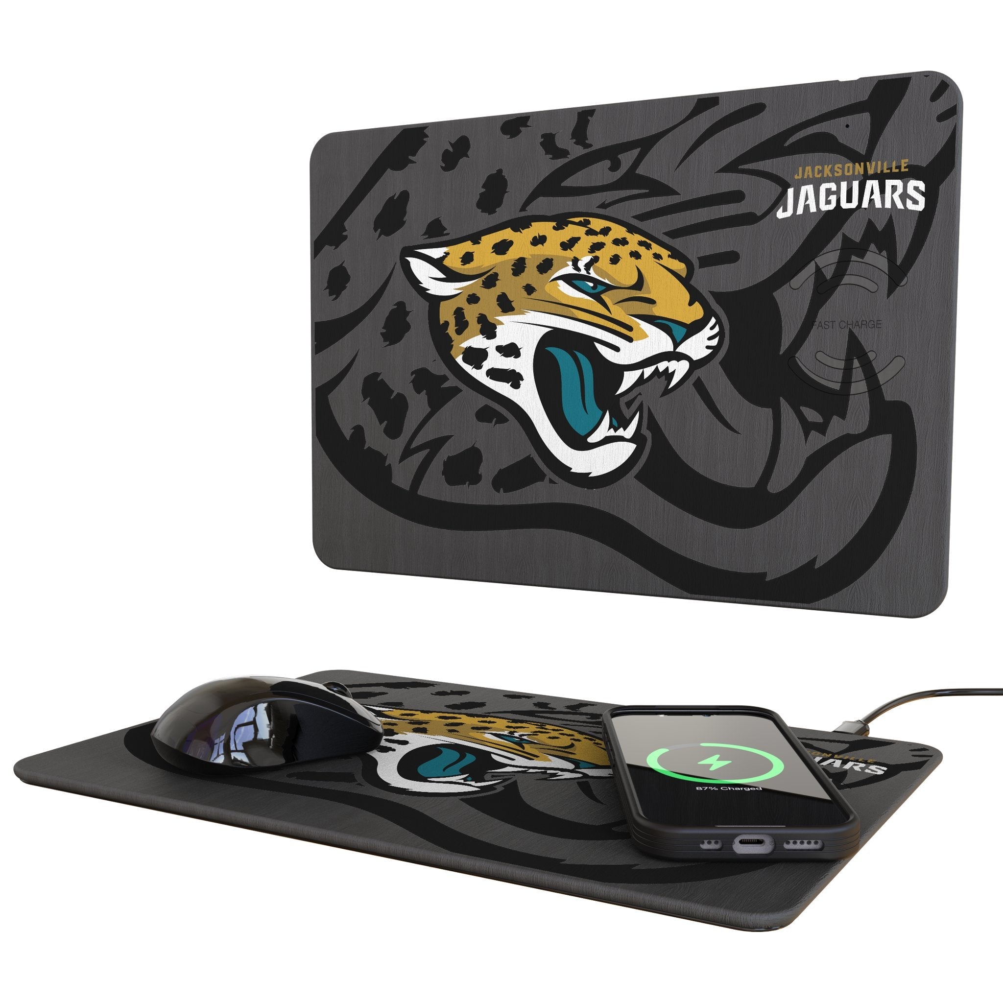 Jacksonville Jaguars Monocolor Tilt 15-Watt Wireless Charger and Mouse Pad 1