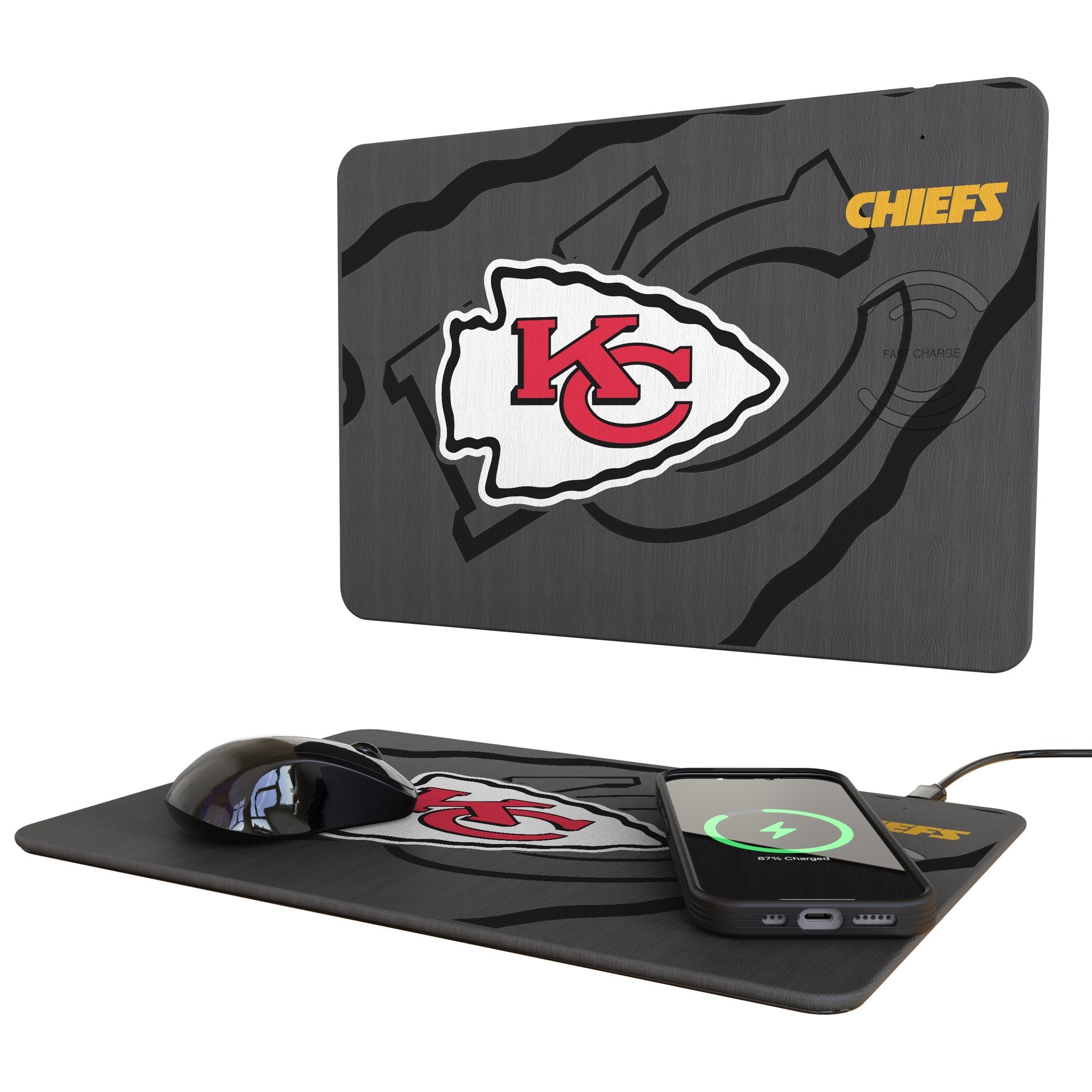 Kansas City Chiefs Monocolor Tilt 15-Watt Wireless Charger and Mouse Pad 1