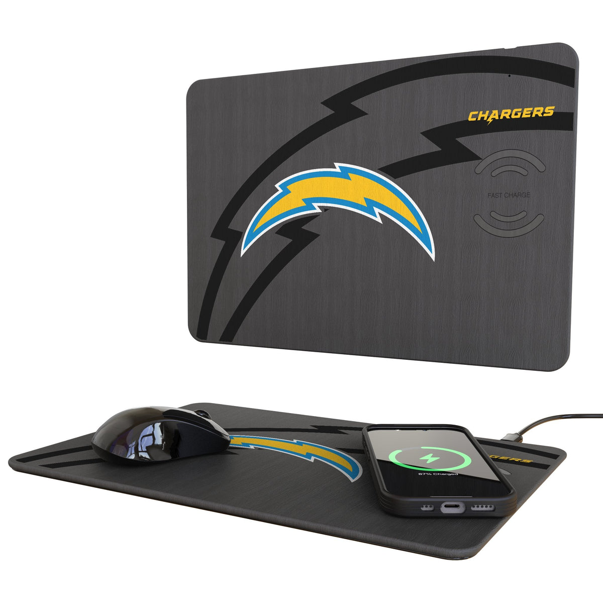Los Angeles Chargers Monocolor Tilt 15-Watt Wireless Charger and Mouse Pad 1