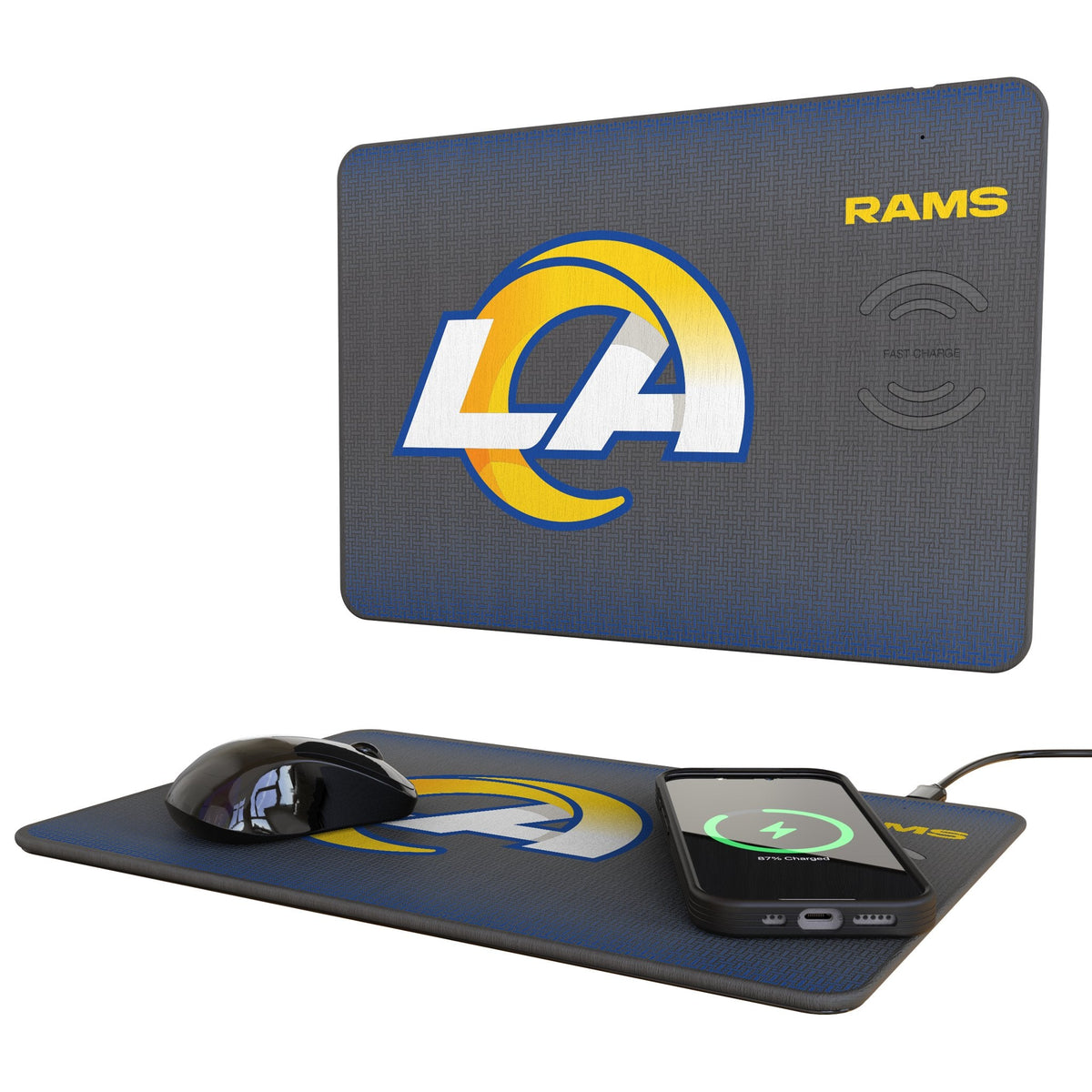 Los Angeles Rams Linen 15-Watt Wireless Charger and Mouse Pad 1
