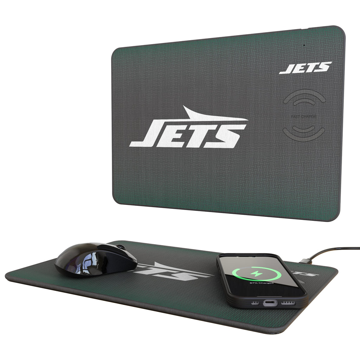 New York Jets Linen 15-Watt Wireless Charger and Mouse Pad 1