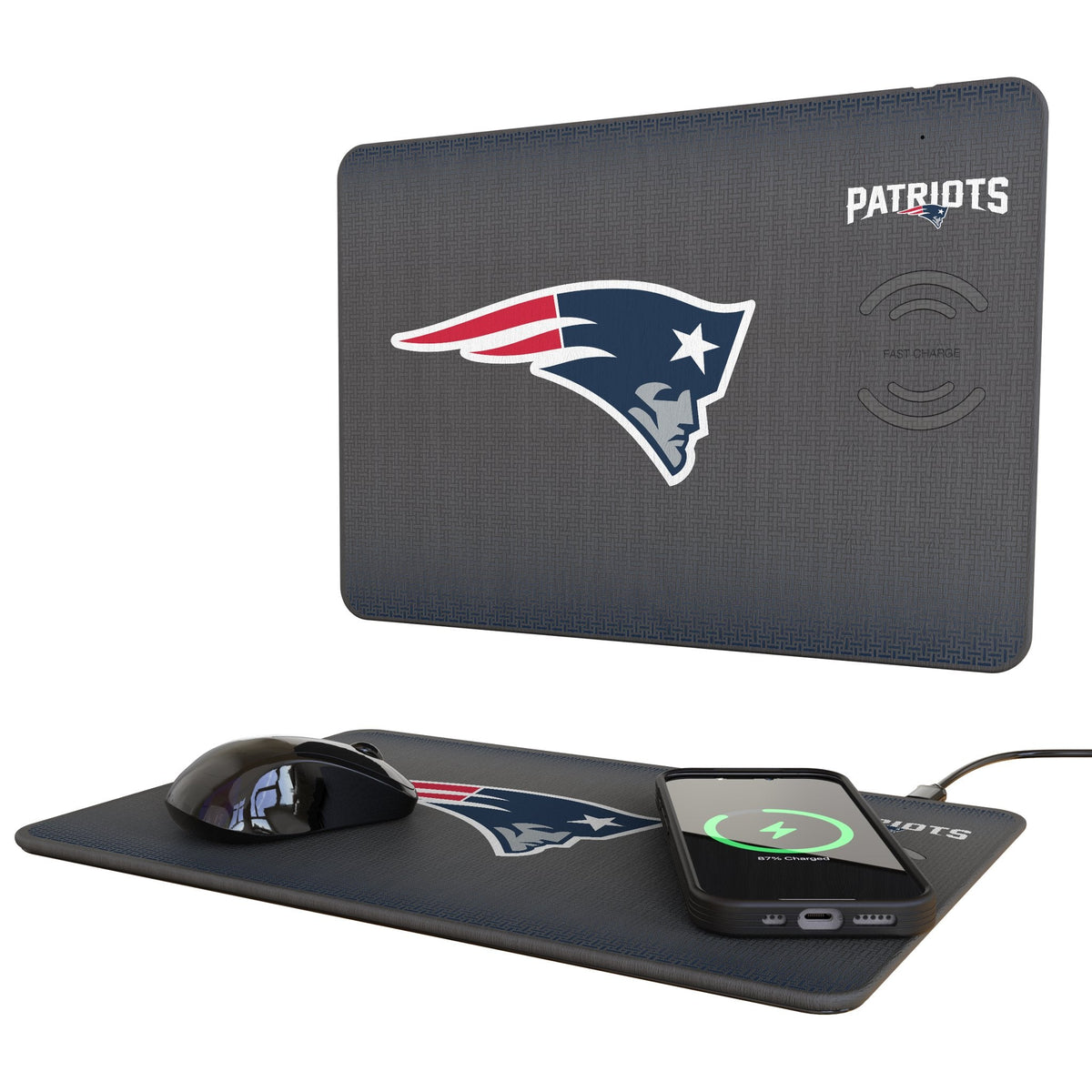 New England Patriots Linen 15-Watt Wireless Charger and Mouse Pad 1