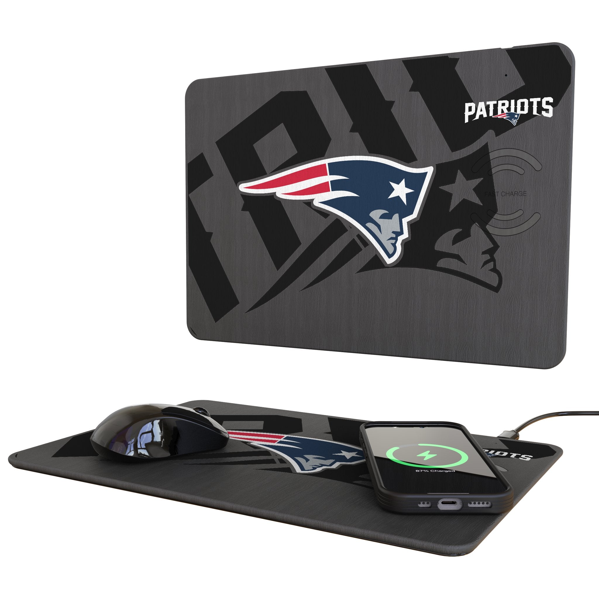 New England Patriots Monocolor Tilt 15-Watt Wireless Charger and Mouse Pad 1