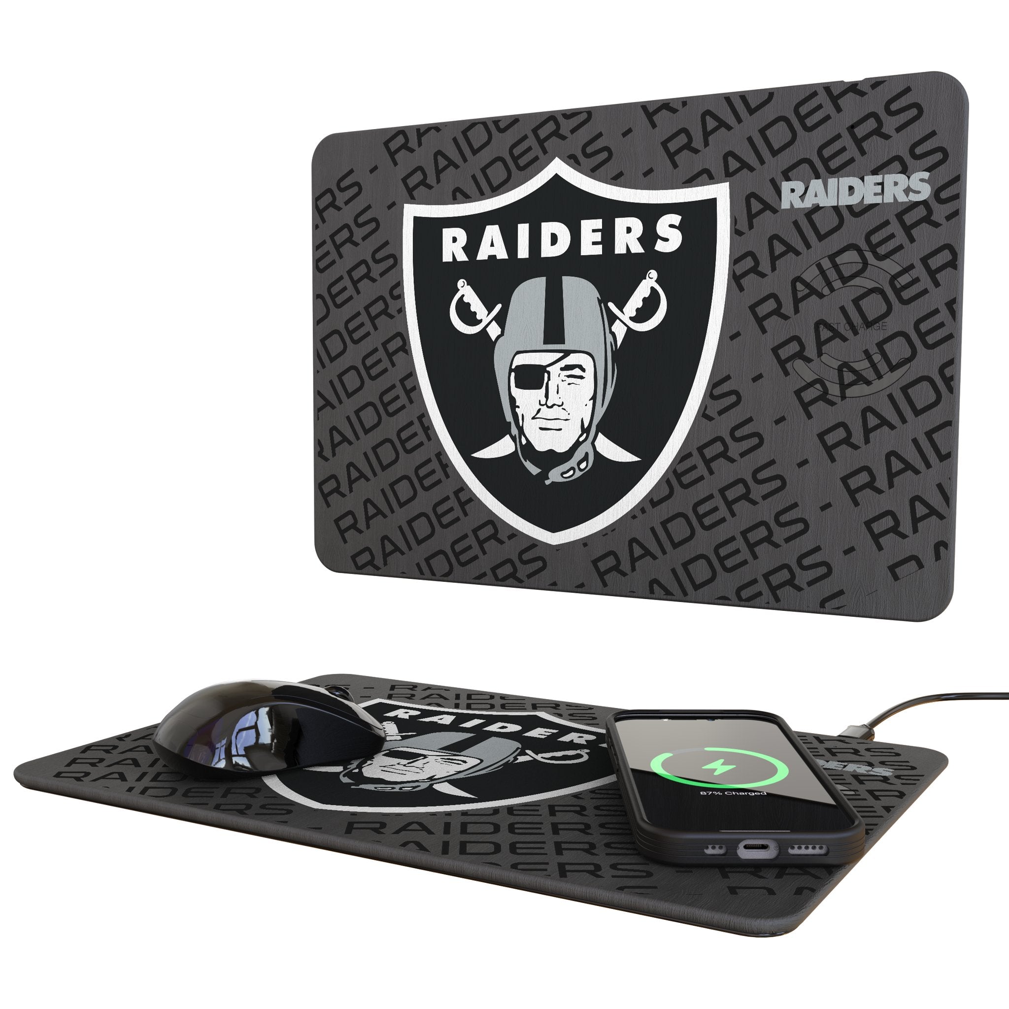Las Vegas Raiders Monocolor Tilt 15-Watt Wireless Charger and Mouse Pad 1