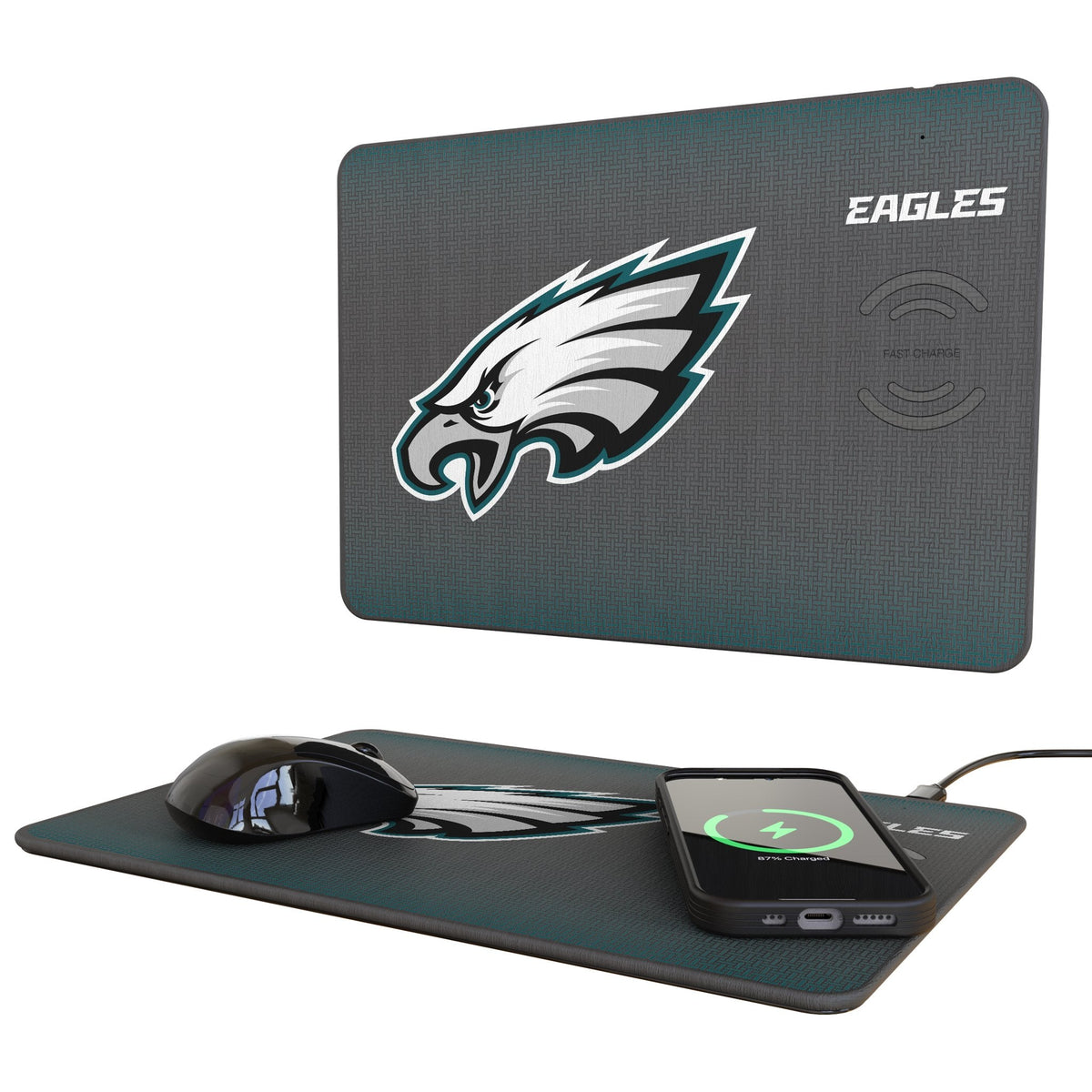 Philadelphia Eagles Linen 15-Watt Wireless Charger and Mouse Pad 1