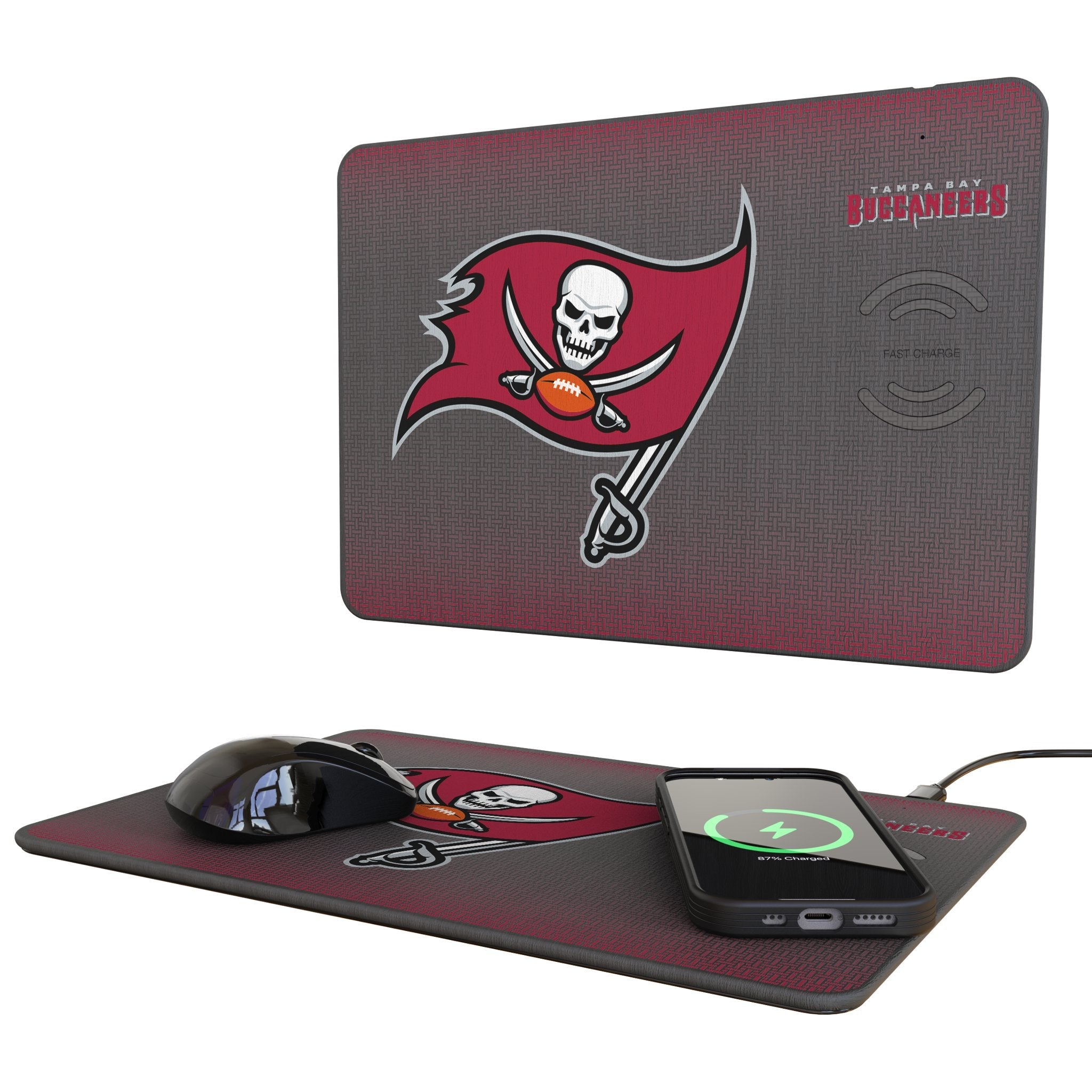 Tampa Bay Buccaneers Linen 15-Watt Wireless Charger and Mouse Pad 1