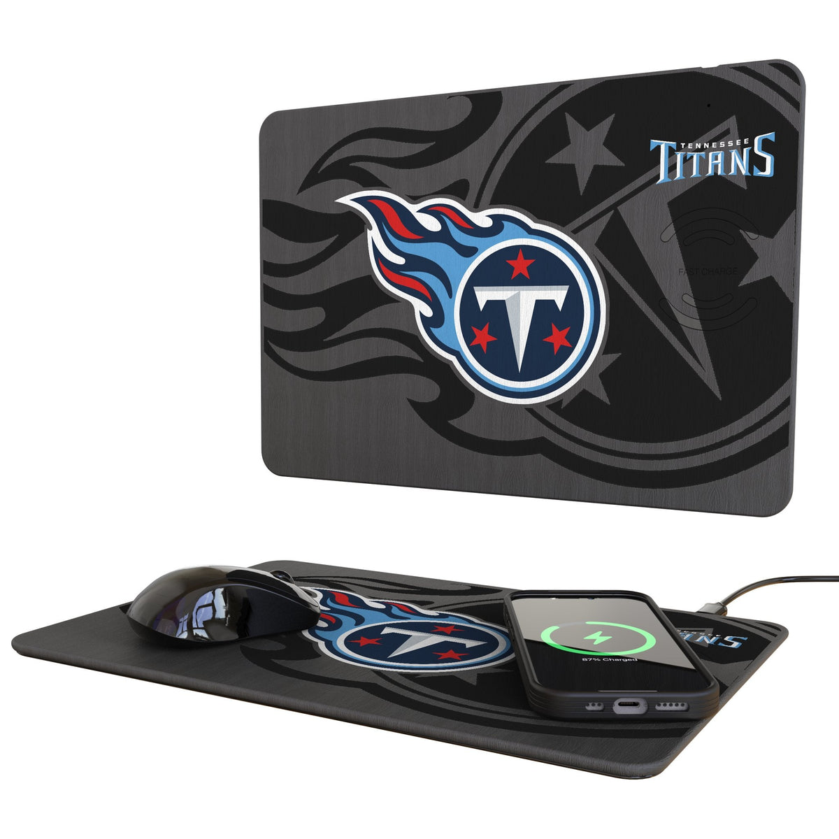 Tennessee Titans Monocolor Tilt 15-Watt Wireless Charger and Mouse Pad 1