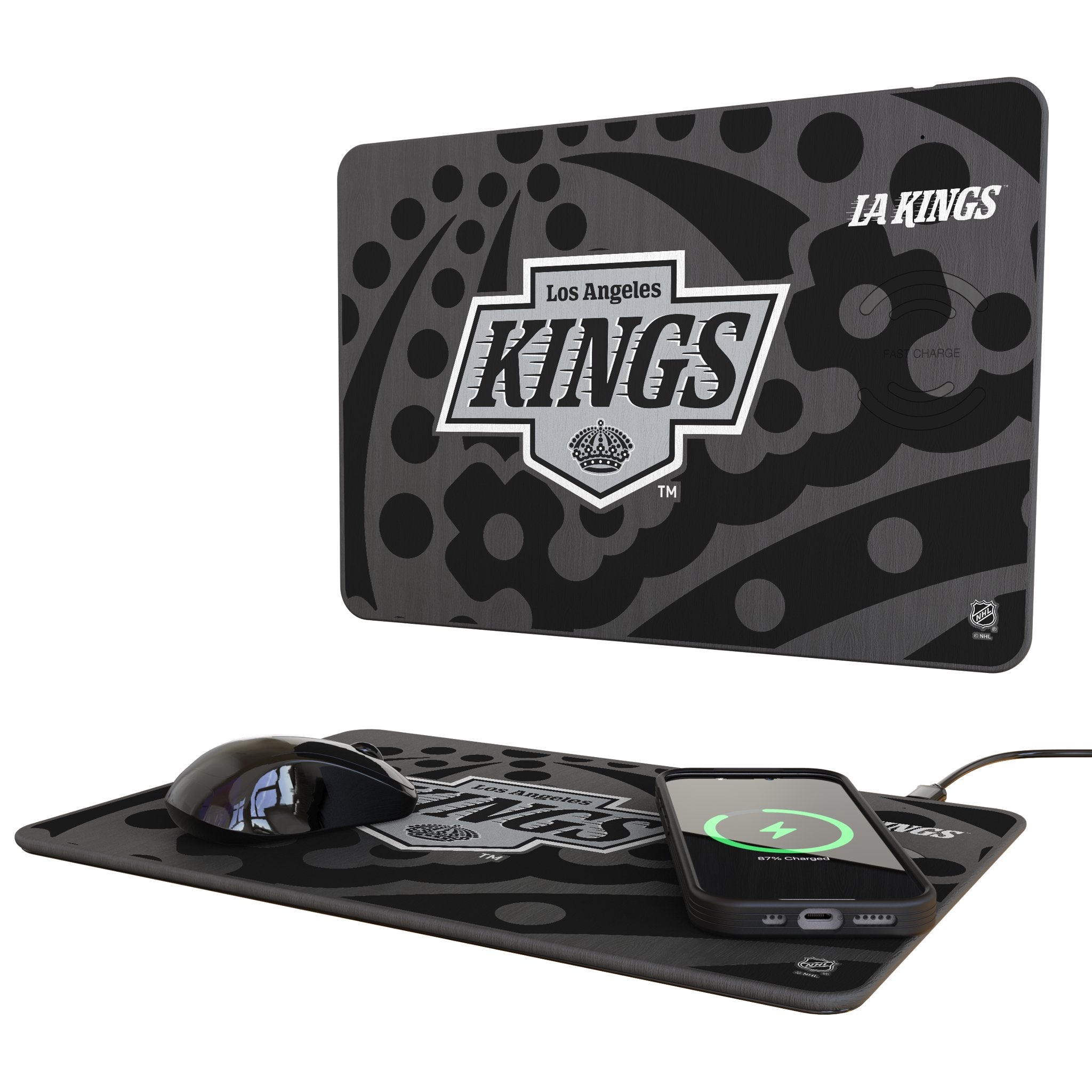 LA Kings Monocolor Tilt 15-Watt Wireless Charger and Mouse Pad