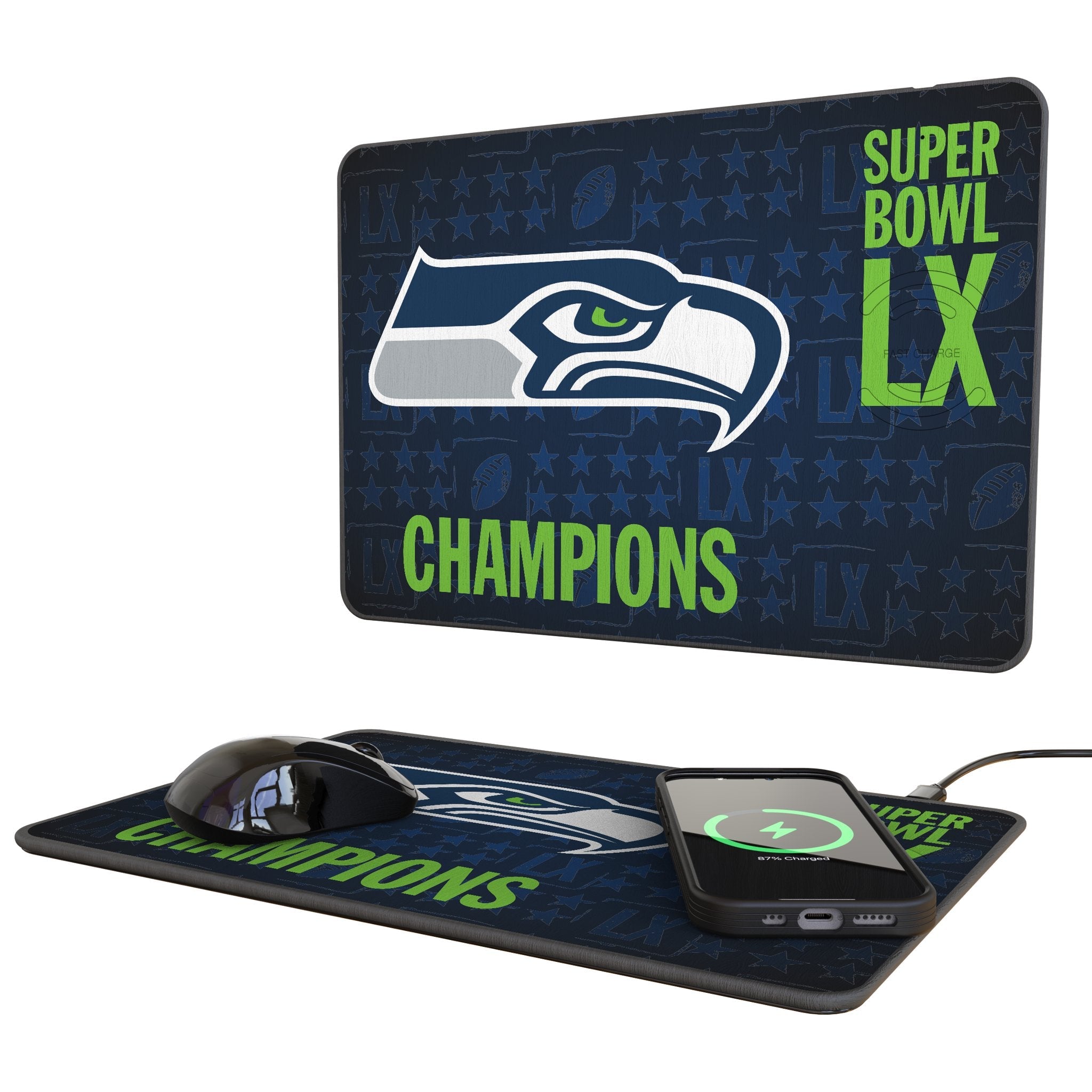 Seattle Seahawks 2026 Super Bowl 15-Watt Wireless Charger and Mouse Pad 1